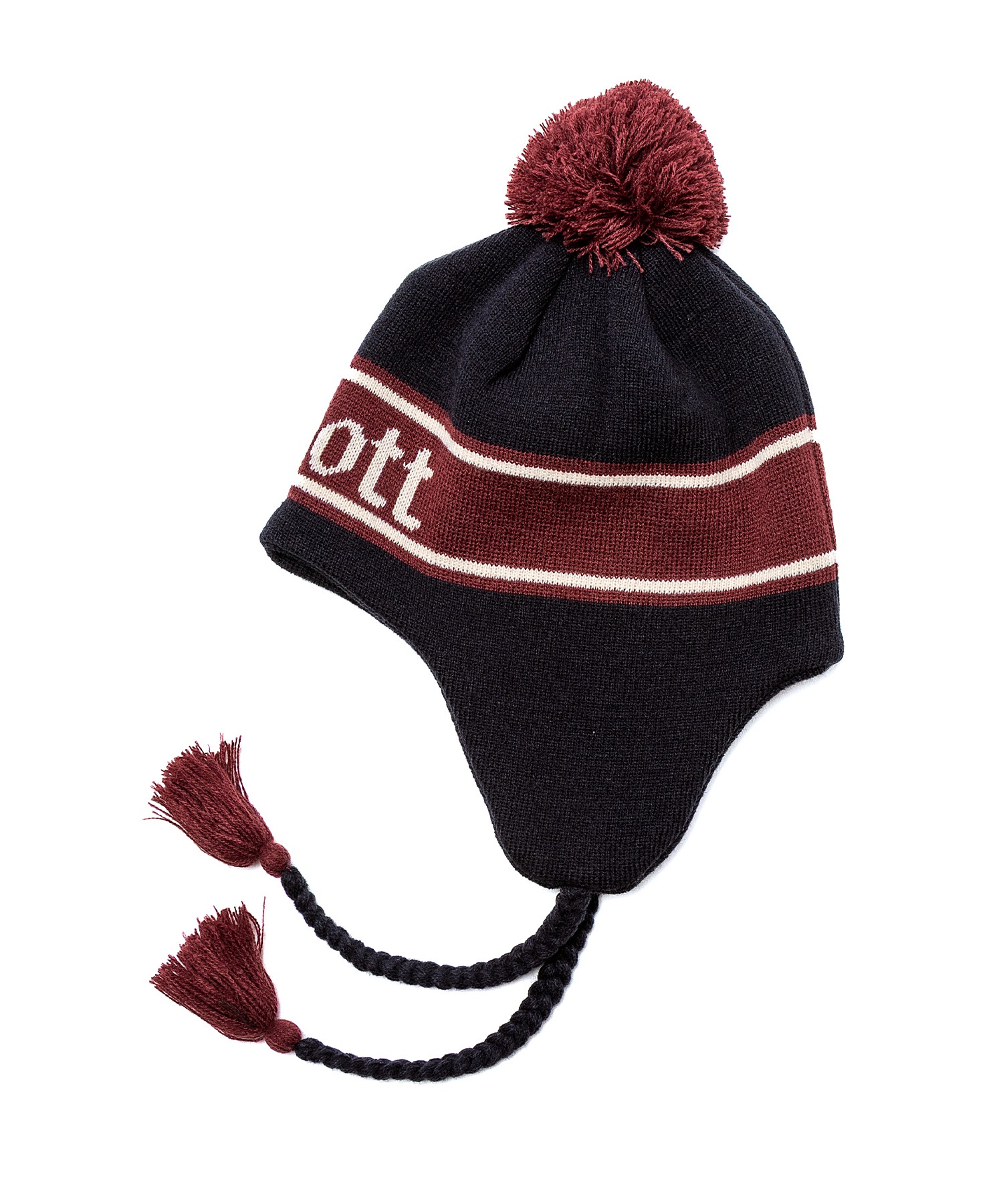 SCHOTT ショット ニット帽 ビーニー ニットキャップ ポンポン EARFLAP