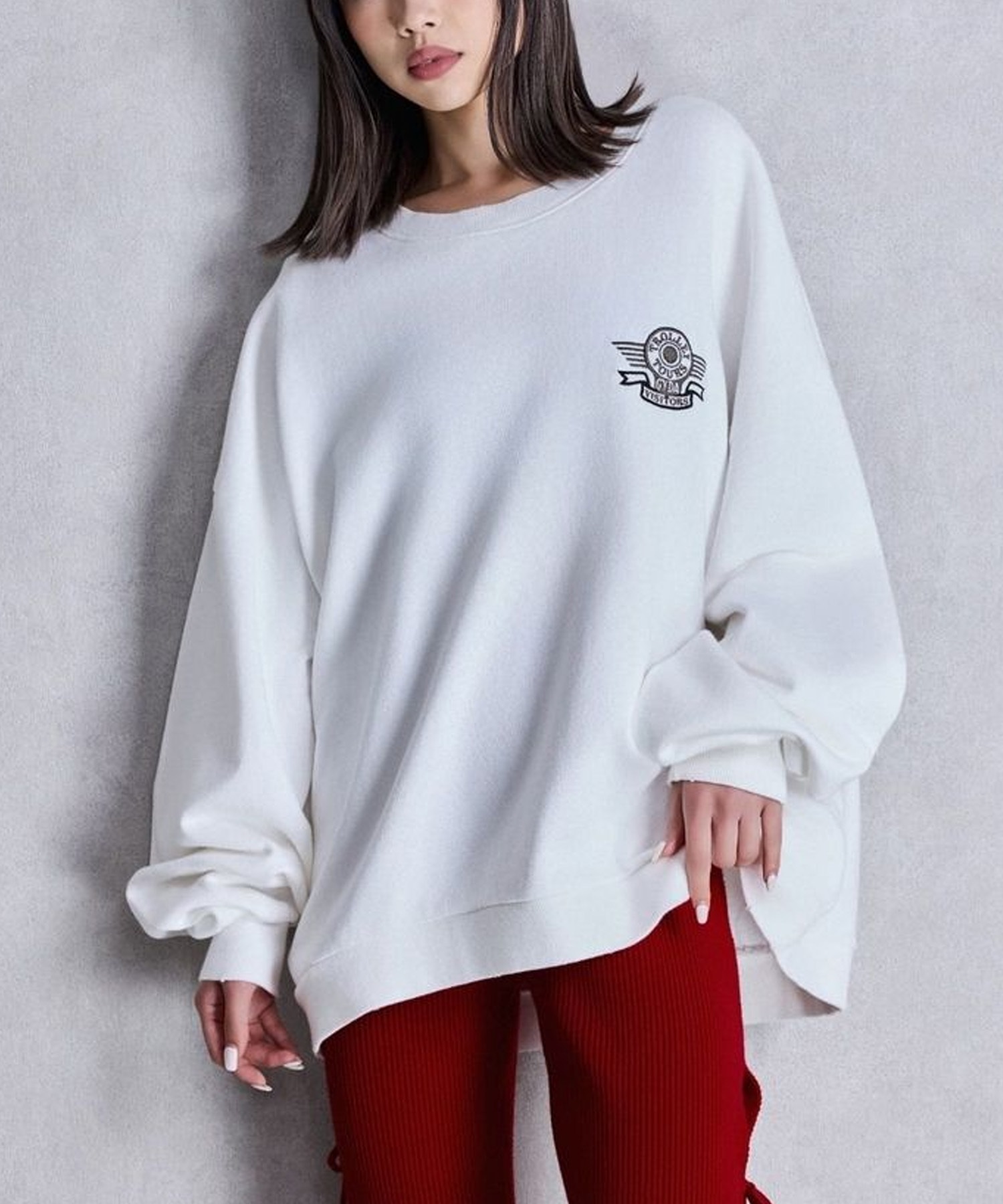 GYDA ジェイダ トレーナー スウェット レディース BEVERLY HILLS ドルマン スウェット トップス 072542702401(O.WHT-FREE)