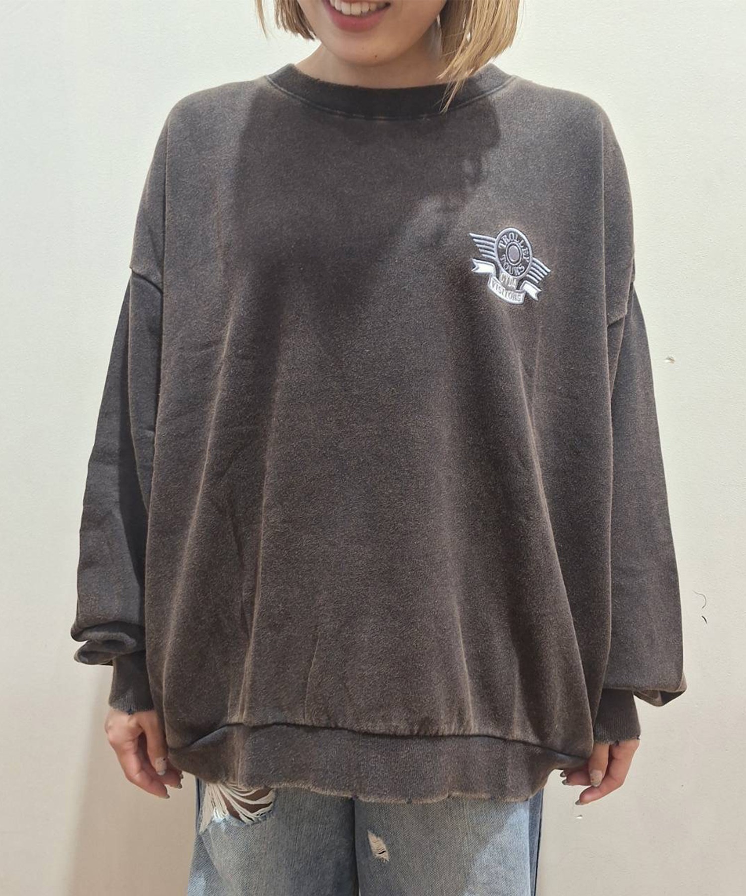 GYDA ジェイダ トレーナー スウェット レディース BEVERLY HILLS ドルマン スウェット トップス 072542702401(O.WHT-FREE)