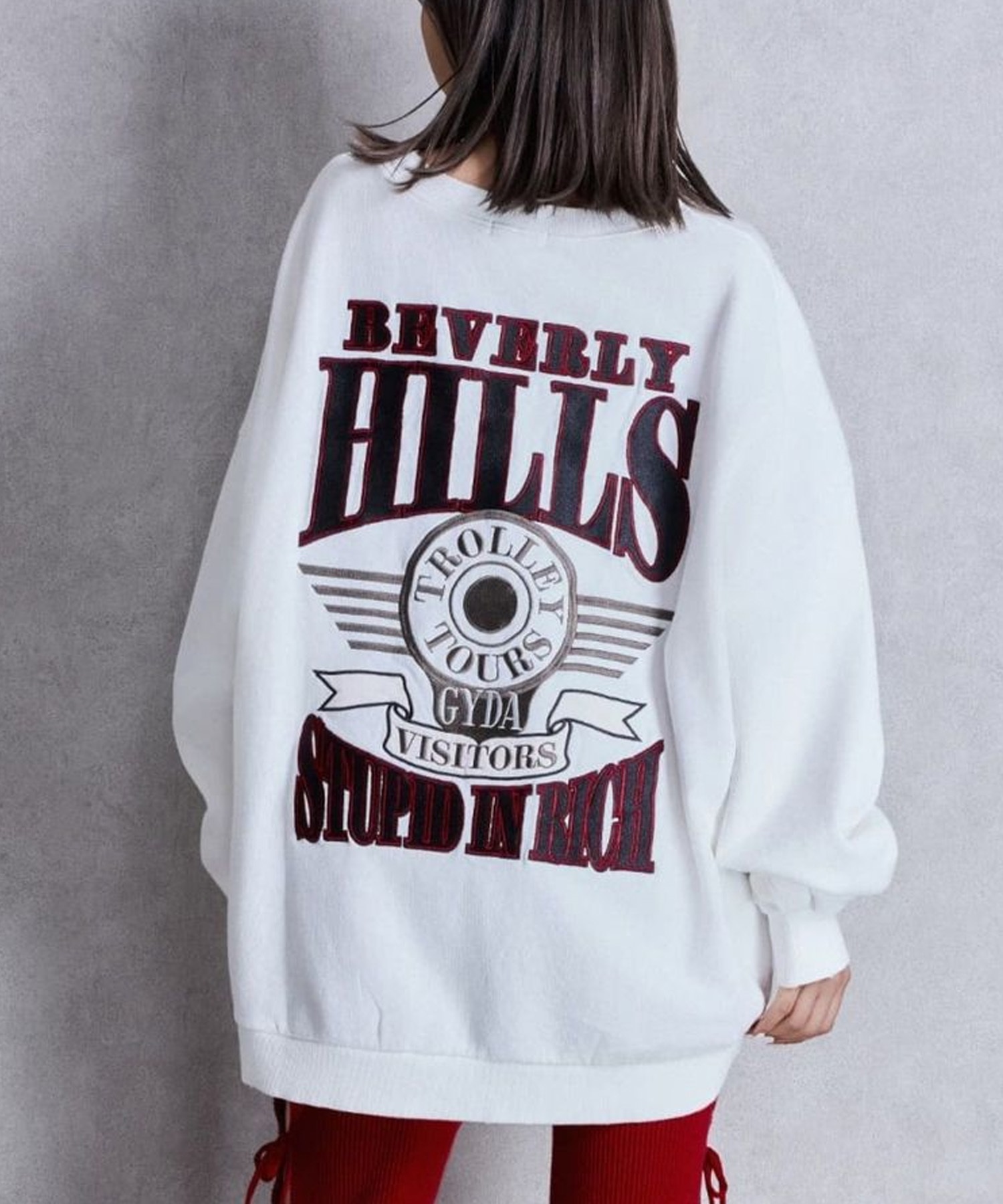GYDA ジェイダ トレーナー スウェット レディース BEVERLY HILLS ドルマン スウェット トップス 072542702401(O.WHT-FREE)