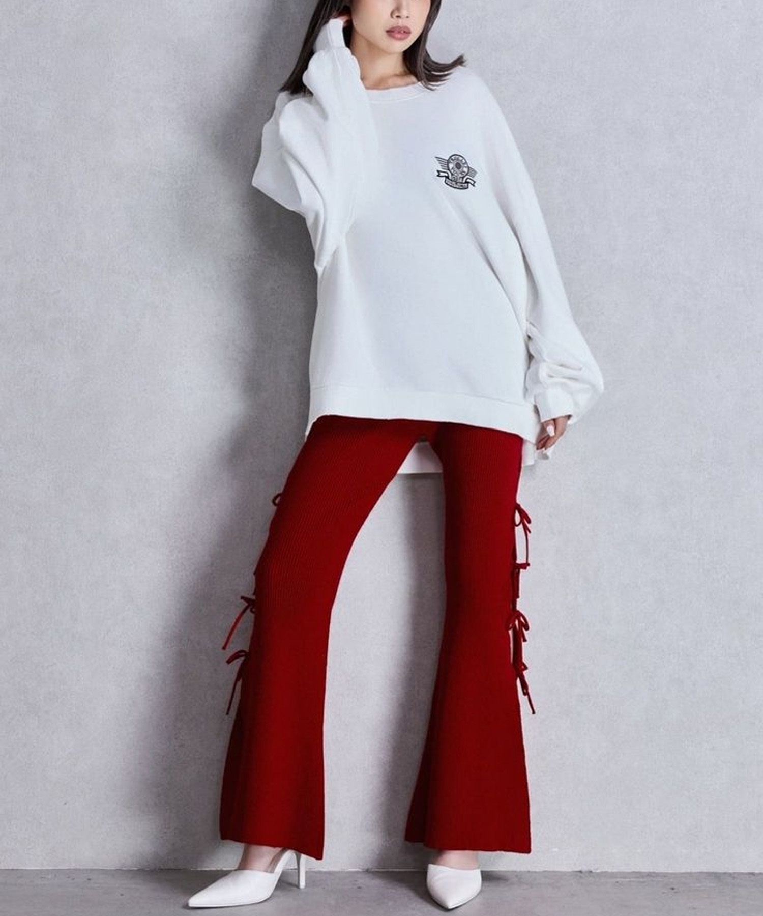 GYDA ジェイダ トレーナー スウェット レディース BEVERLY HILLS ドルマン スウェット トップス 072542702401(O.WHT-FREE)