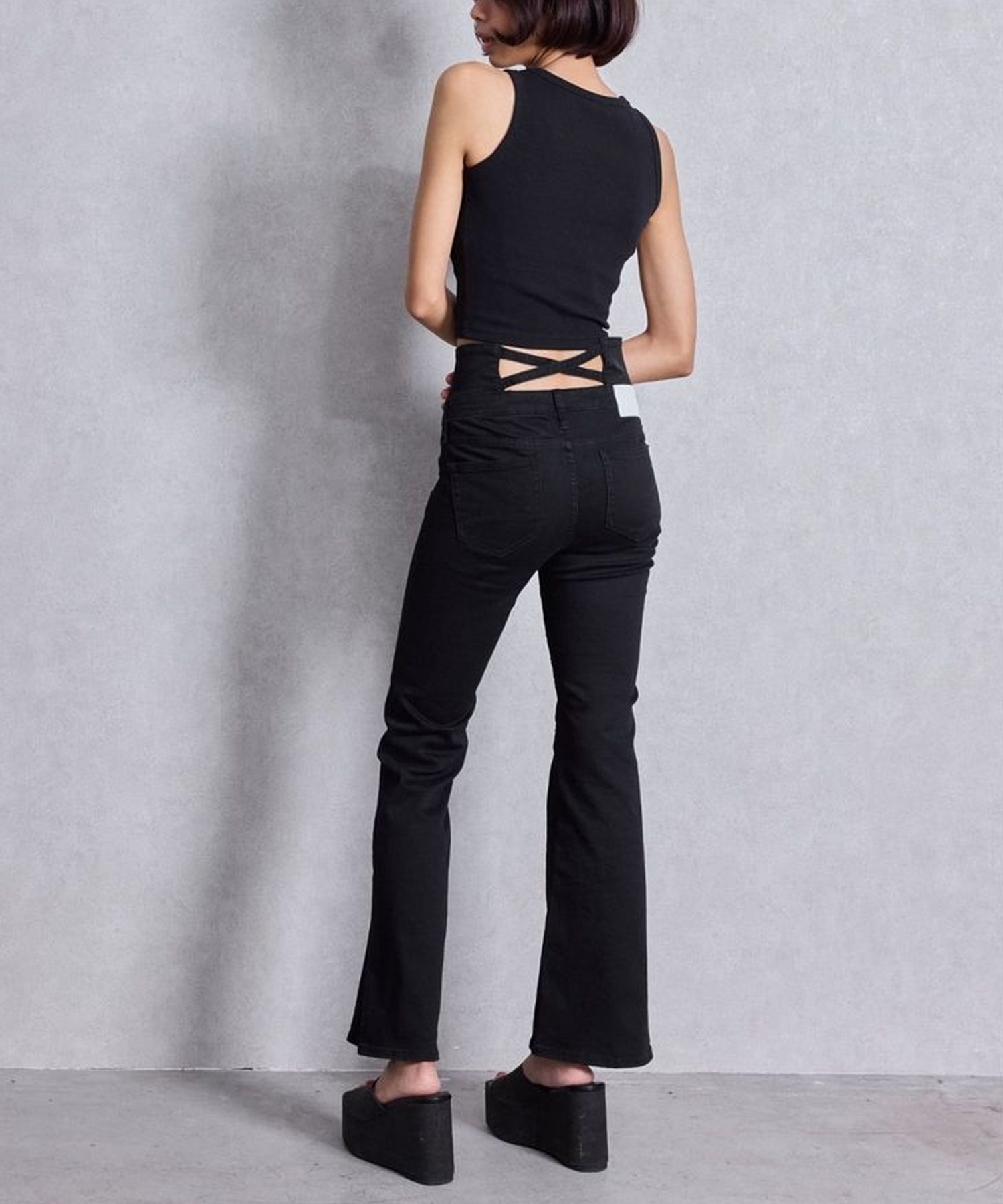 GYDA ジェイダ デニム ロングパンツ レディース NEW ハイウエスト BACK