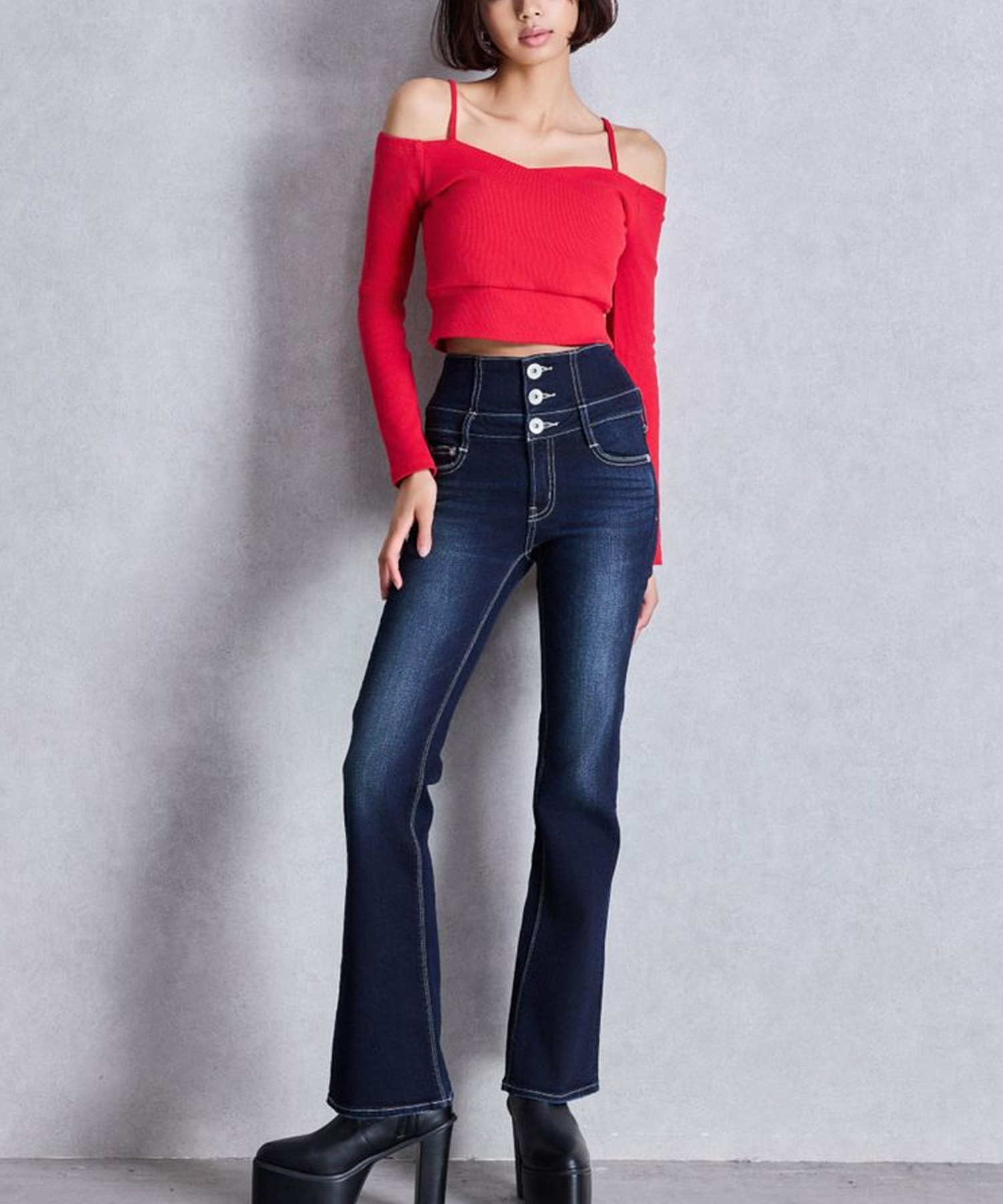 GYDA ジェイダ デニム ロングパンツ レディース NEW ハイウエスト BACK