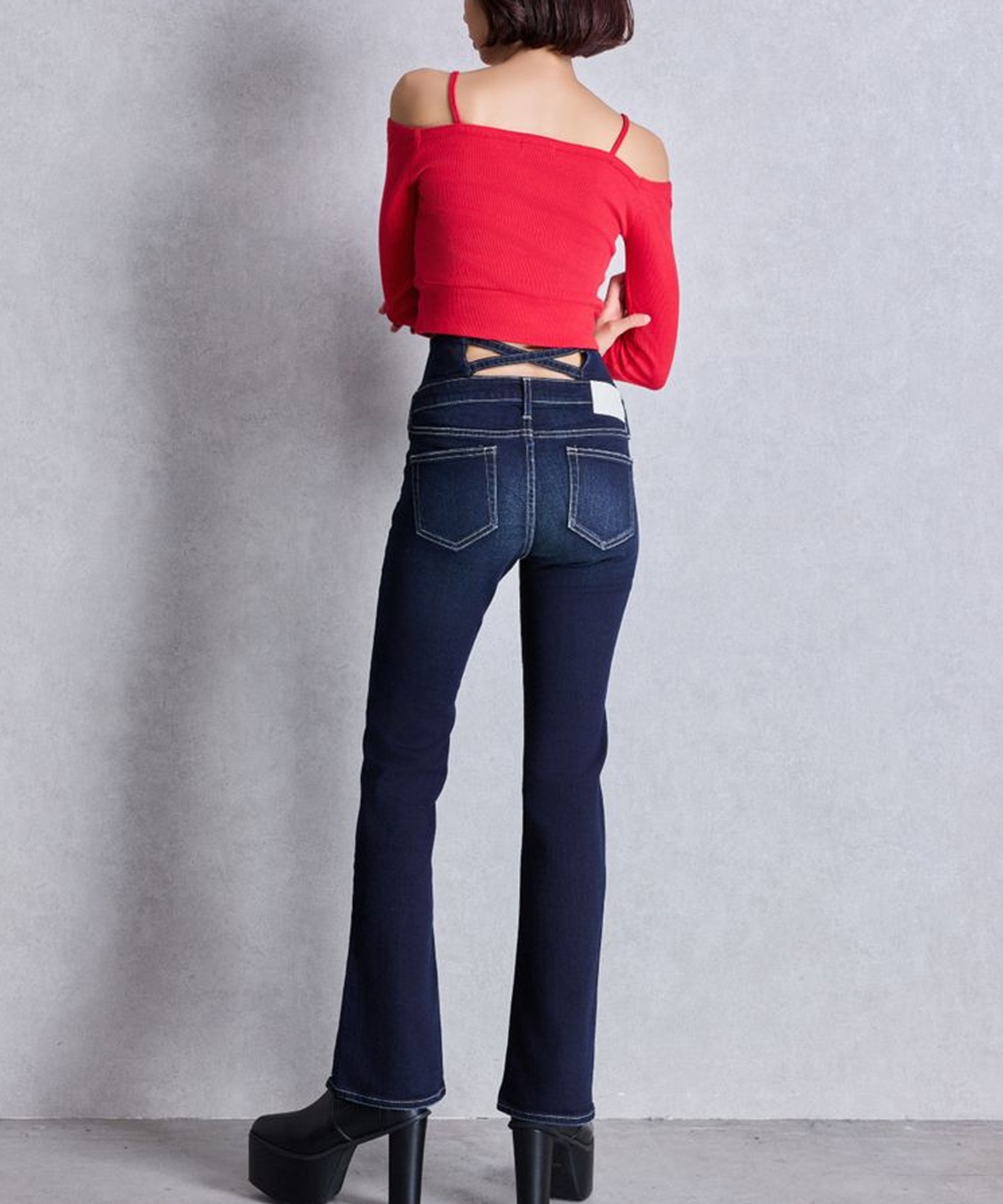 GYDA ジェイダ デニム ロングパンツ レディース NEW ハイウエスト BACK