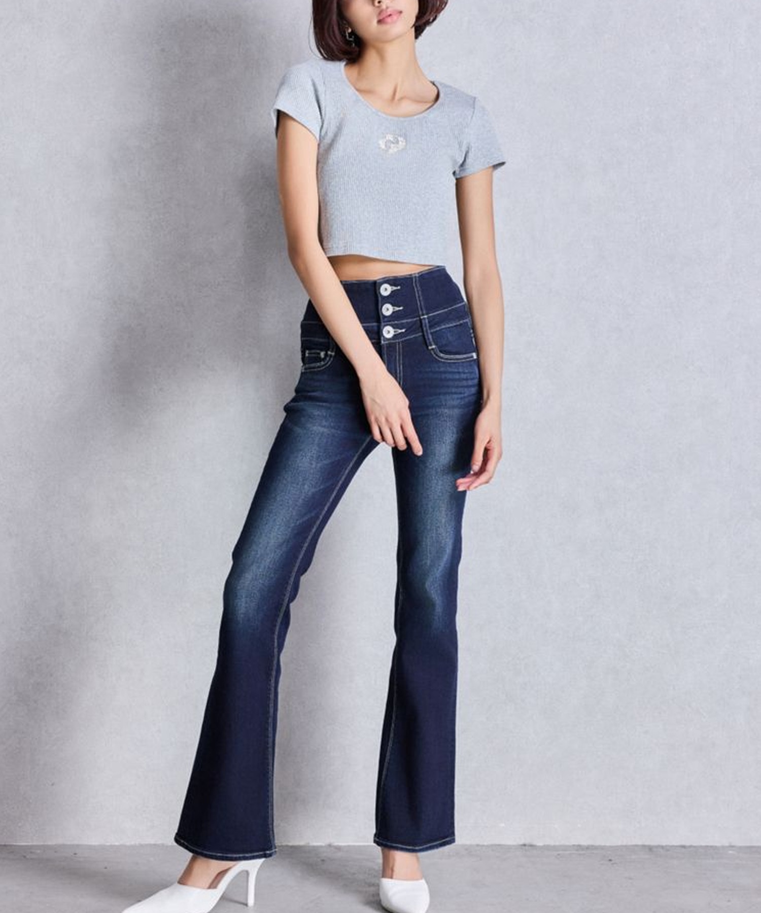 GYDA ジェイダ デニム ロングパンツ レディース NEW ハイウエスト BACK