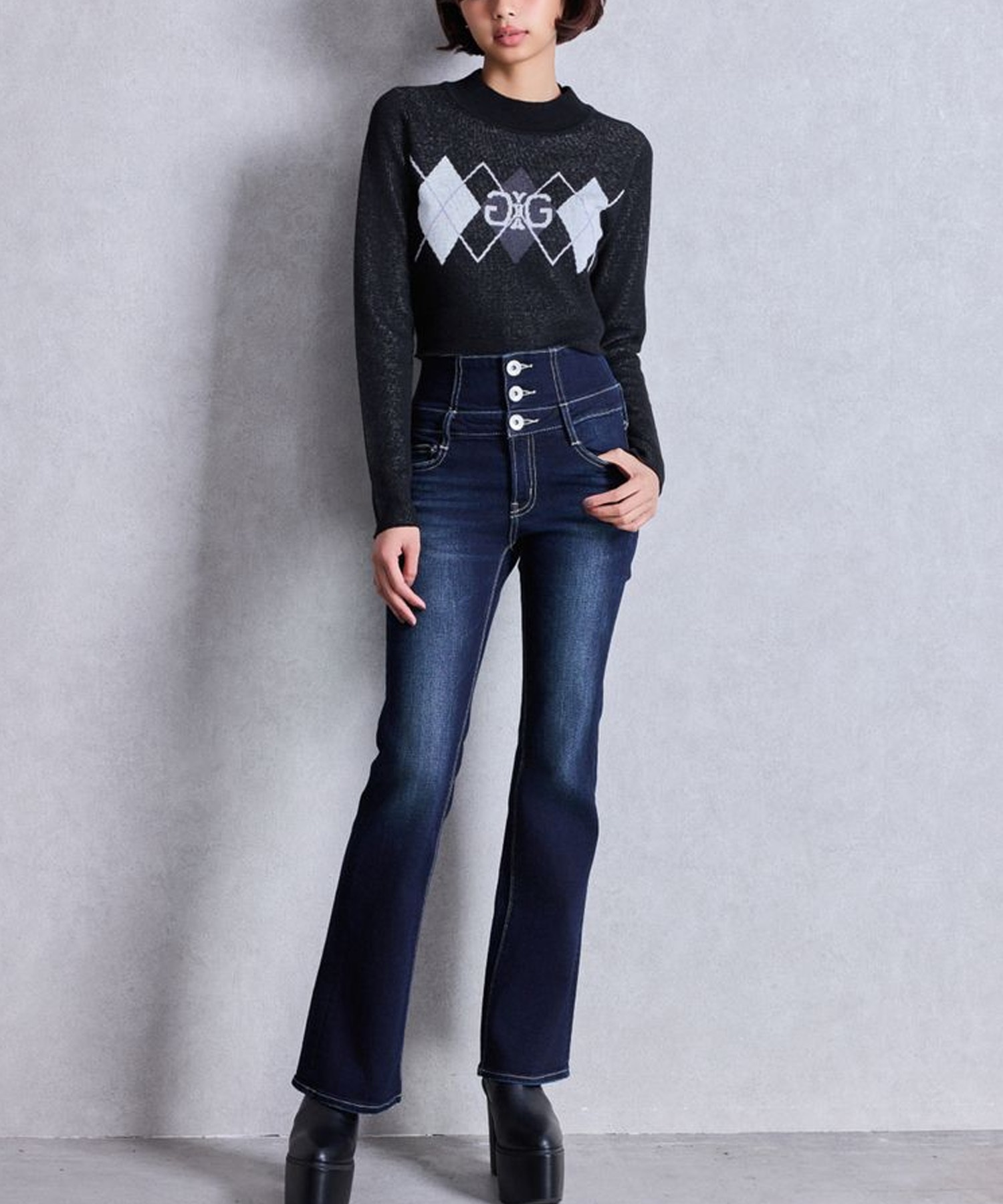 GYDA ジェイダ デニム ロングパンツ レディース NEW ハイウエスト BACK