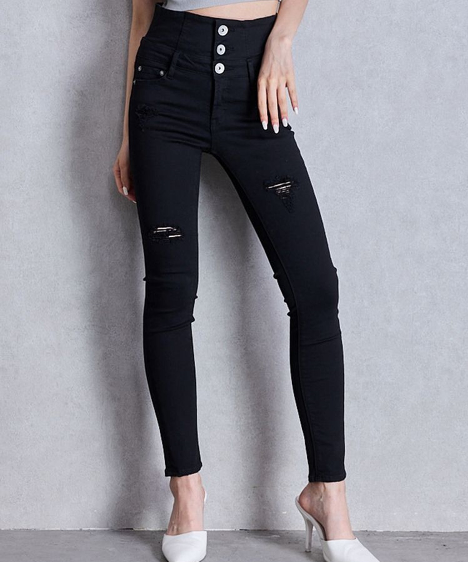 GYDA ジェイダ デニム ロングパンツ レディース ハイウエスト バック