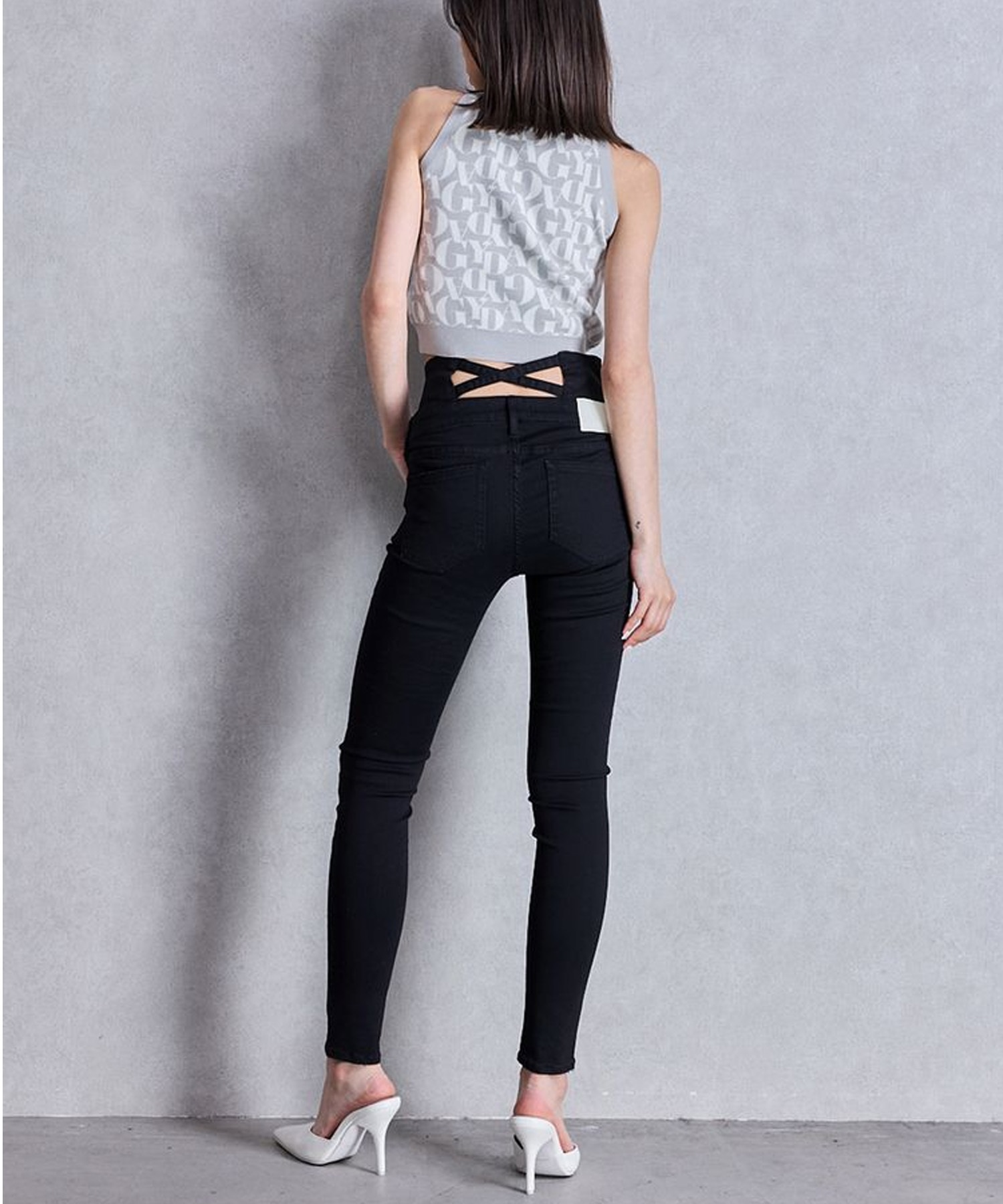 GYDA ジェイダ デニム ロングパンツ レディース ハイウエスト バック