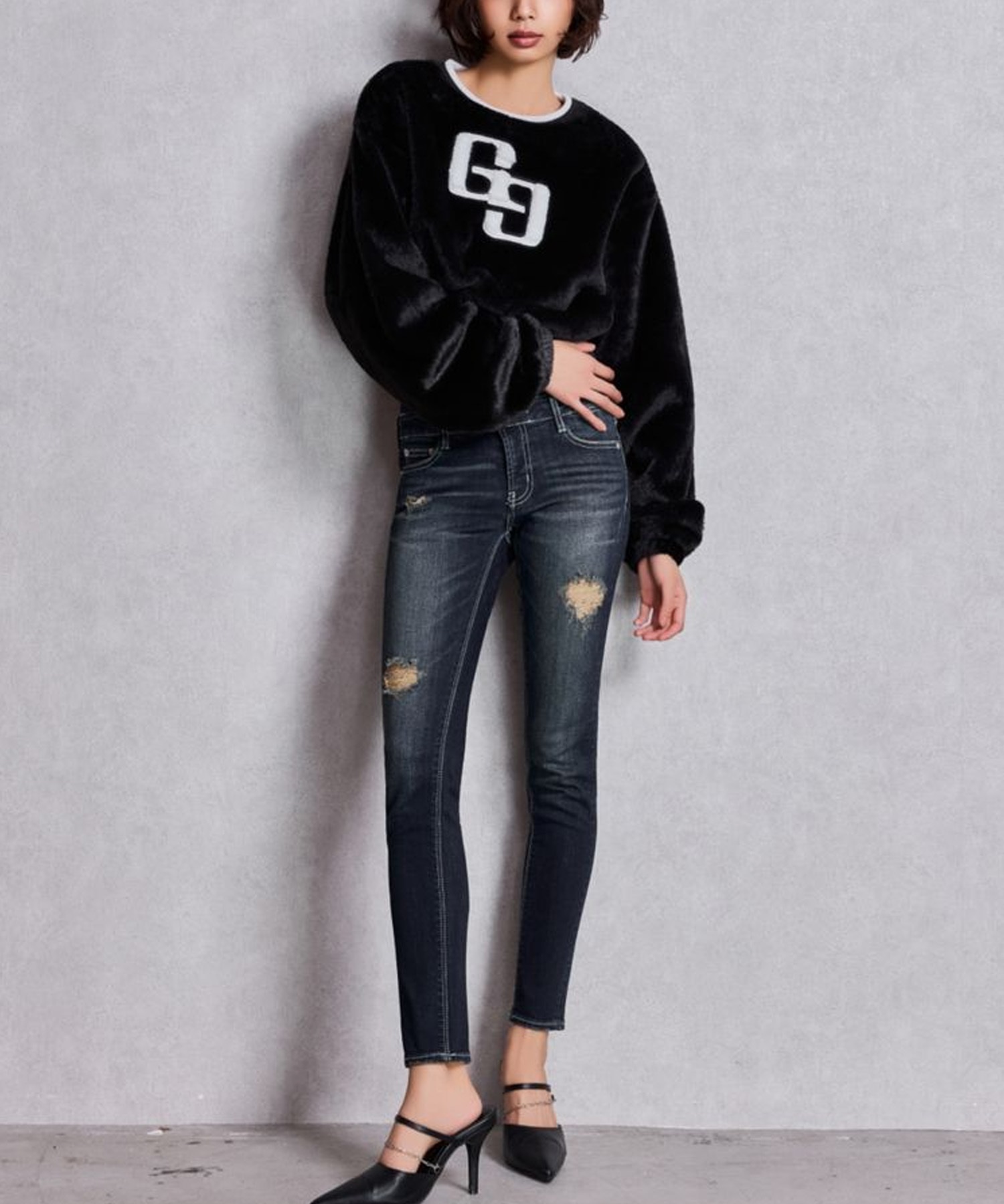 GYDA ジェイダ デニム ロングパンツ レディース ハイウエスト バック