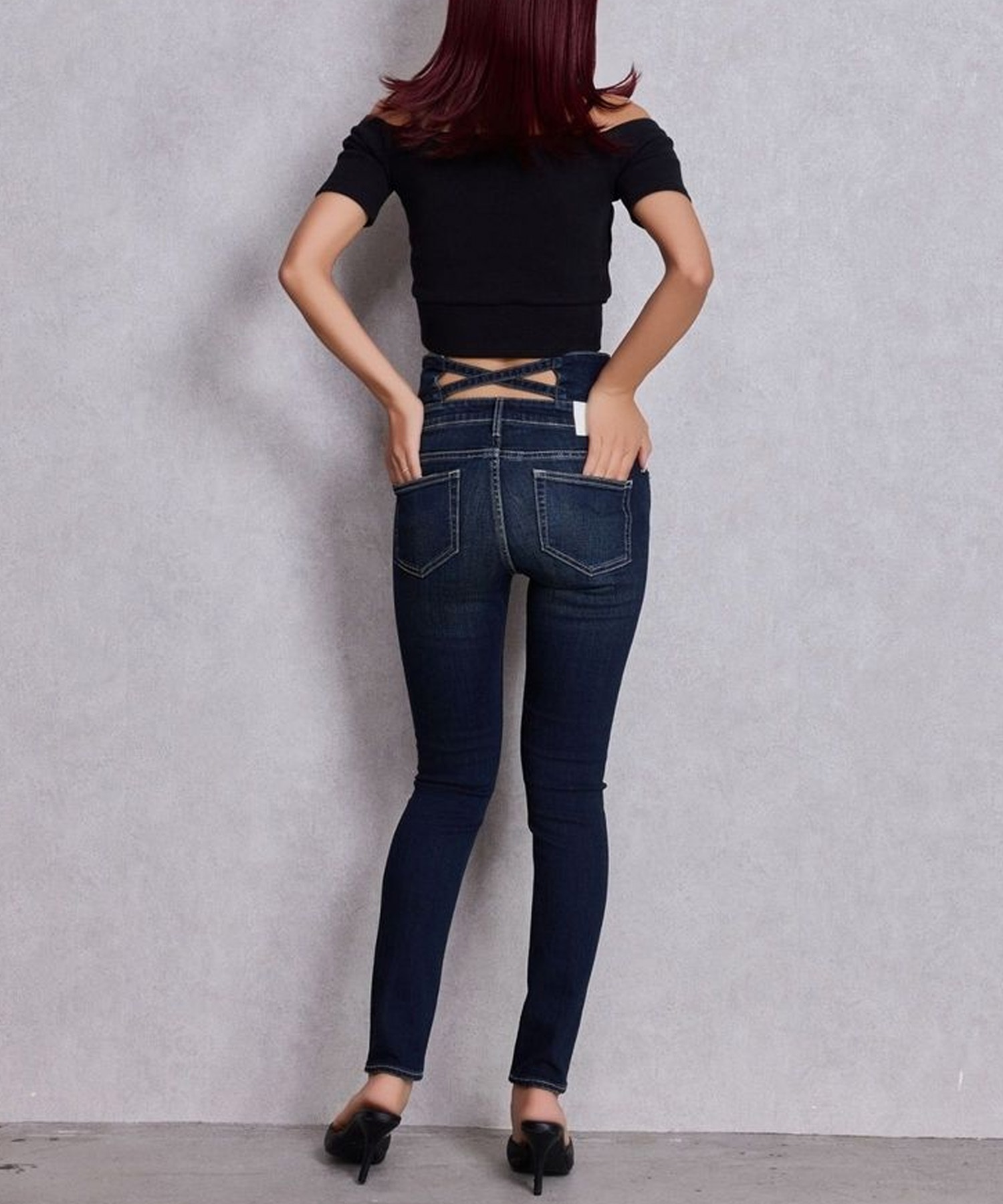 GYDA ジェイダ デニム ロングパンツ レディース ハイウエスト バック