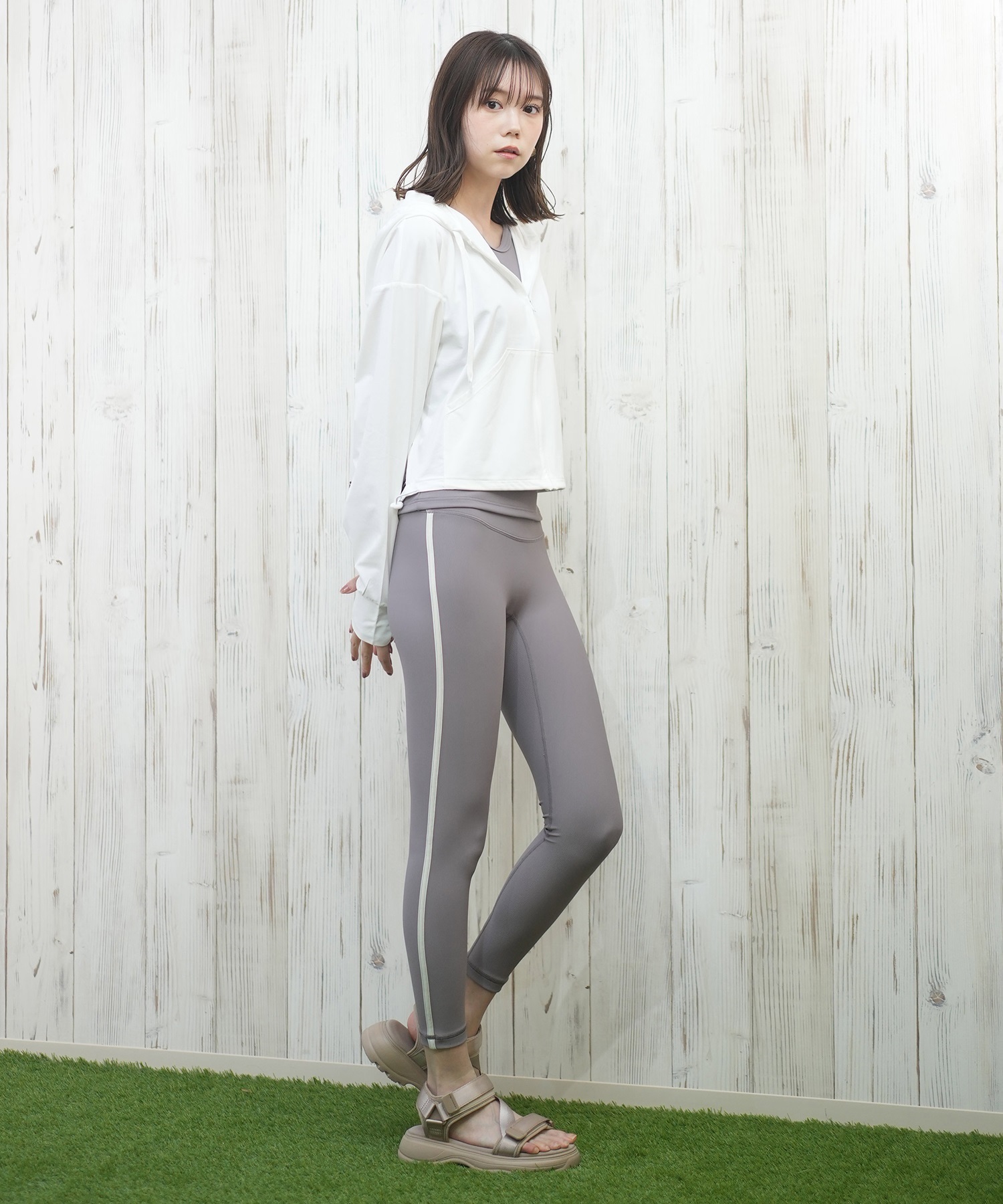 GYDA/ジェイダ 水着 レディース ラッシュガード ジップアップ パーカー 水陸両用 UVカット 体型カバー 404580(WHT-M)