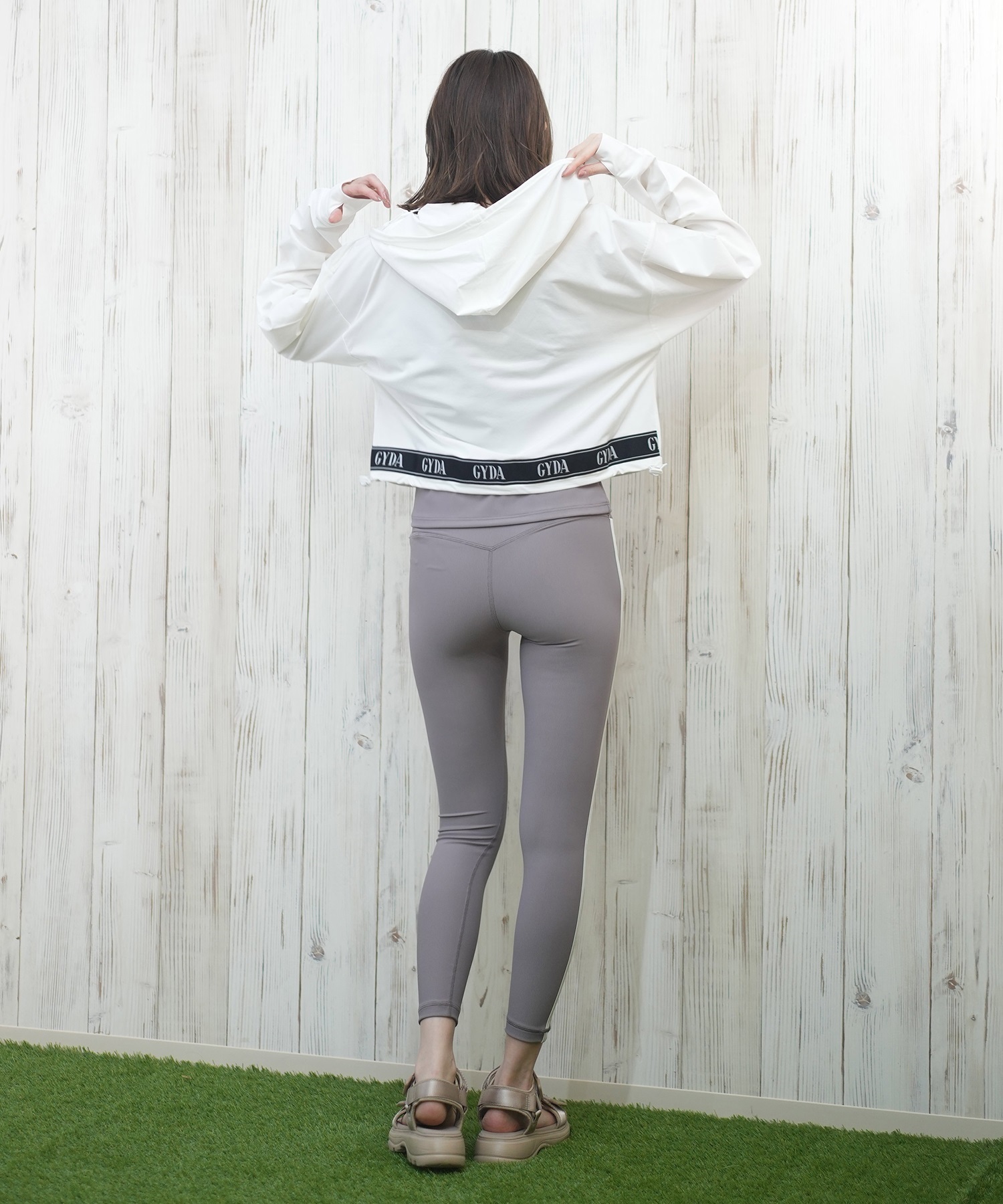 GYDA/ジェイダ 水着 レディース ラッシュガード ジップアップ パーカー 水陸両用 UVカット 体型カバー 404580(WHT-M)