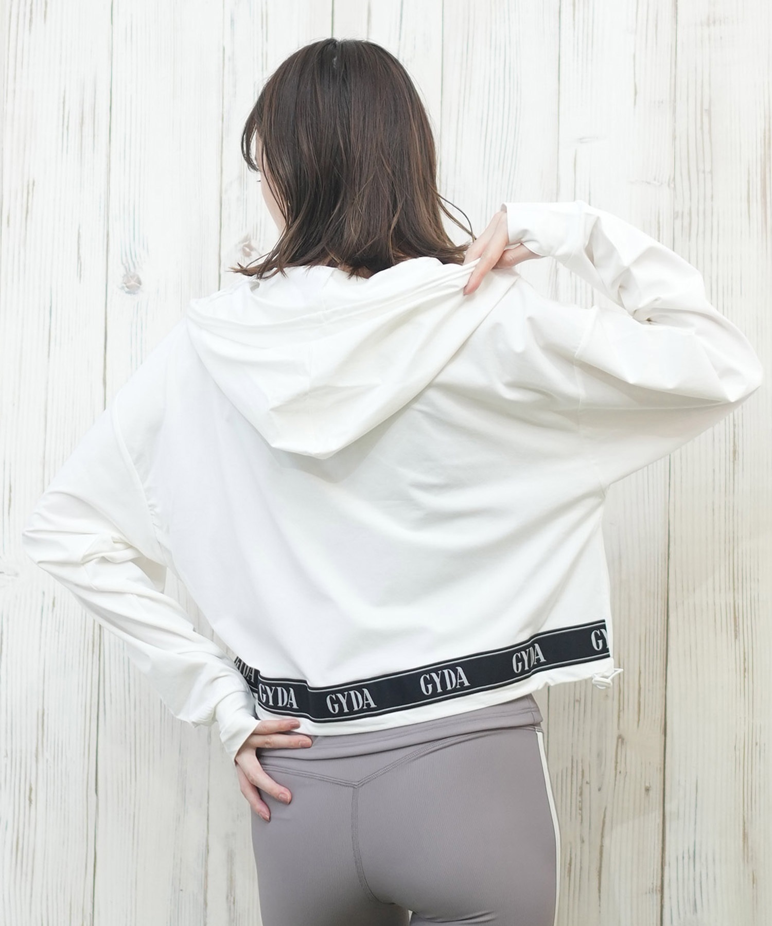 GYDA/ジェイダ 水着 レディース ラッシュガード ジップアップ パーカー 水陸両用 UVカット 体型カバー 404580(WHT-M)