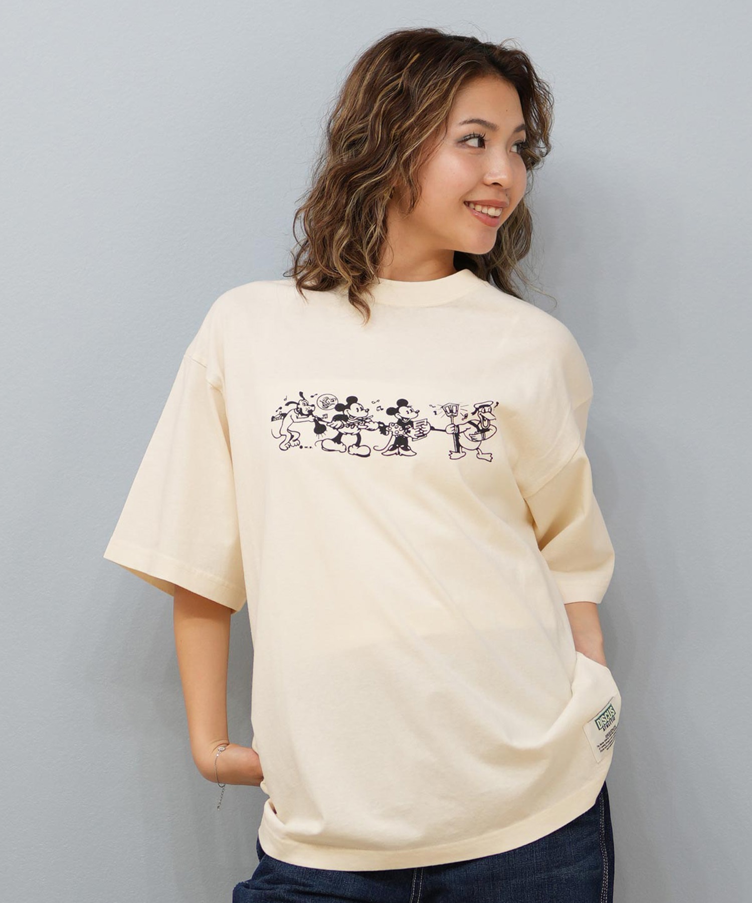 DISCUS ATHLETIC ディスカスアスレチック × Disney ディズニー コラボ 半袖 Tシャツ レディース ミッキーマウス 5287-5975(09OF-M)