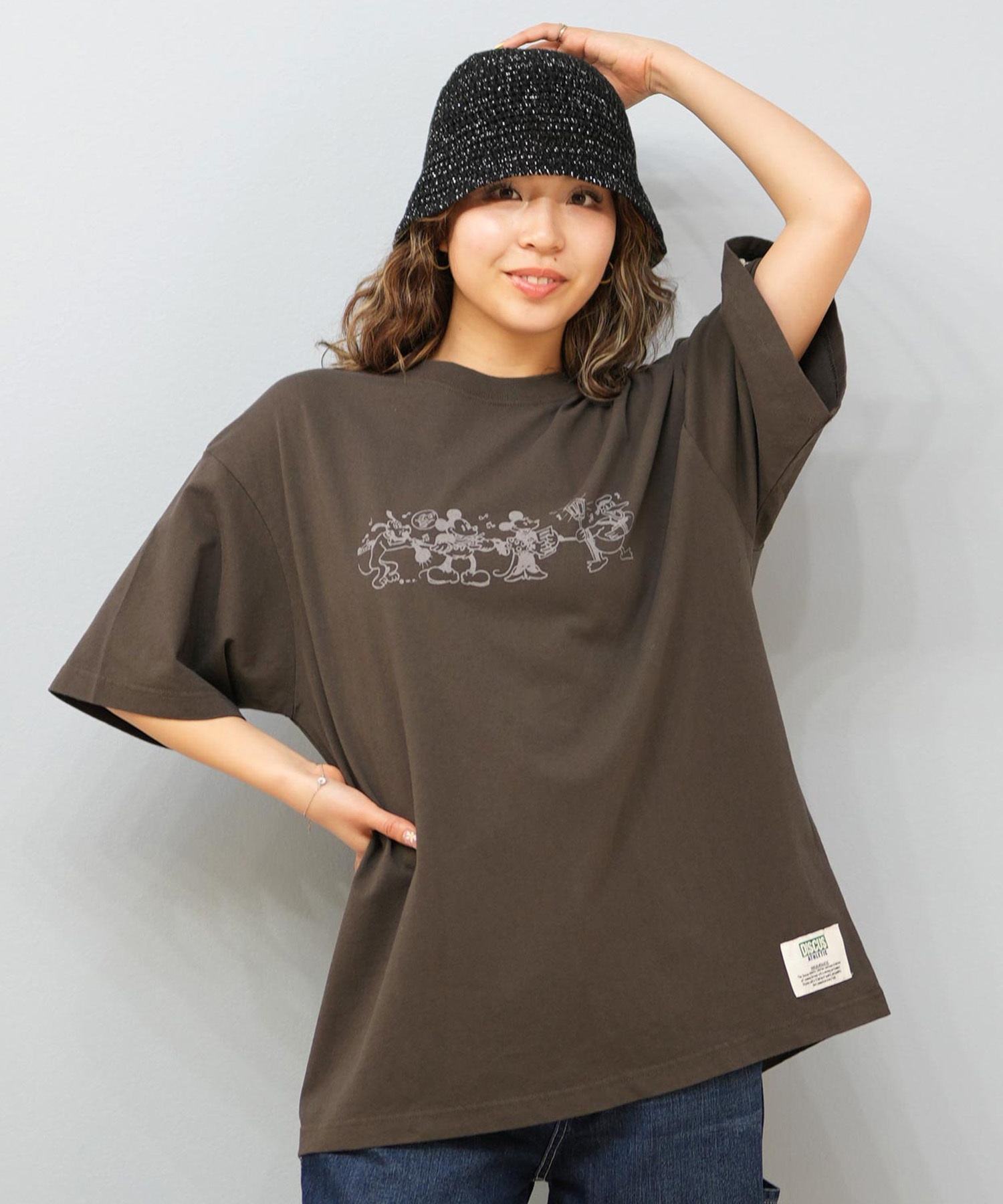 DISCUS ATHLETIC ディスカスアスレチック × Disney ディズニー コラボ 半袖 Tシャツ レディース ミッキーマウス 5287-5975(09OF-M)
