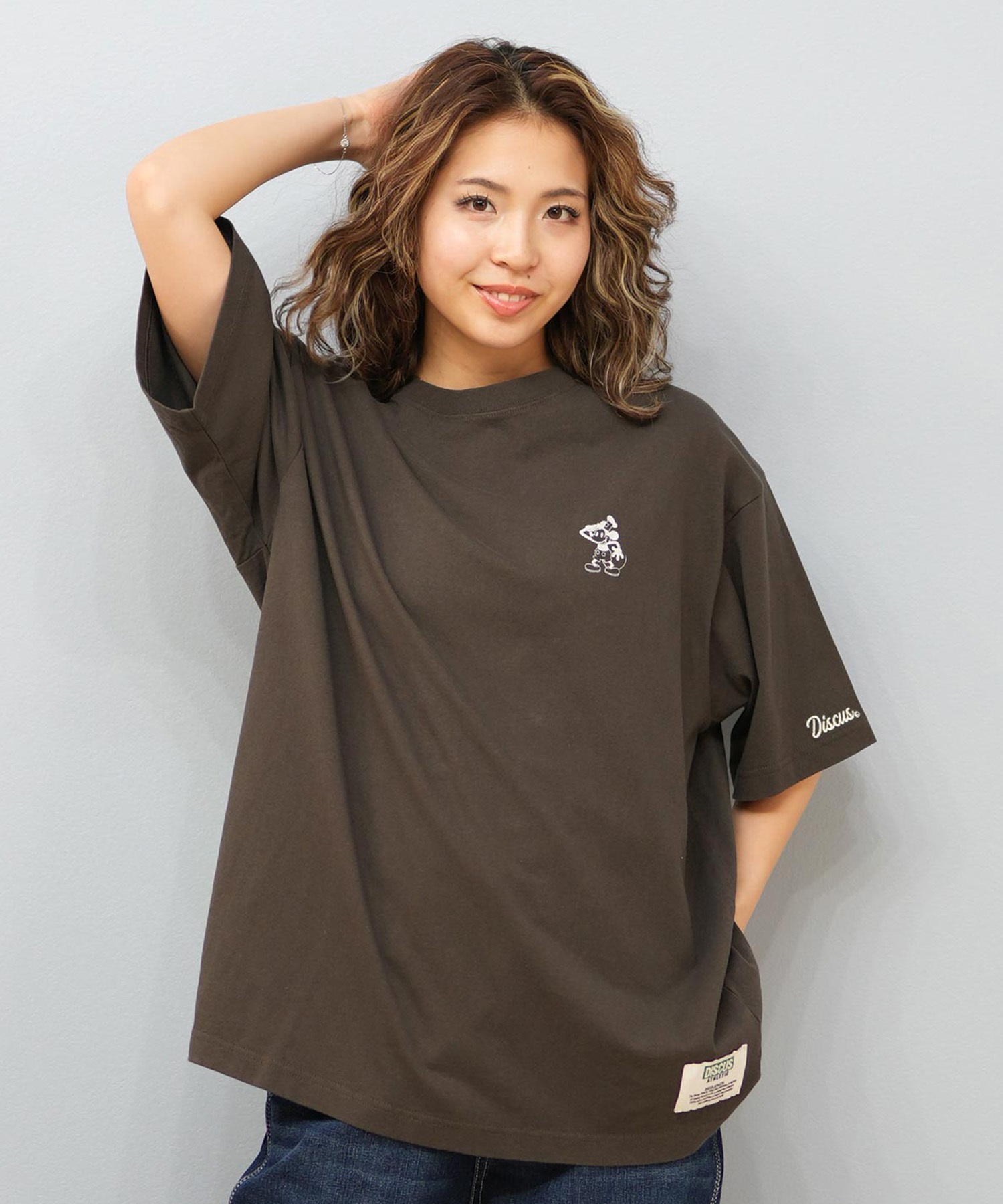 DISCUS ATHLETIC ディスカスアスレチック × Disney ディズニー コラボ 半袖 Tシャツ レディース ミッキーマウス 5287-5975(09OF-M)