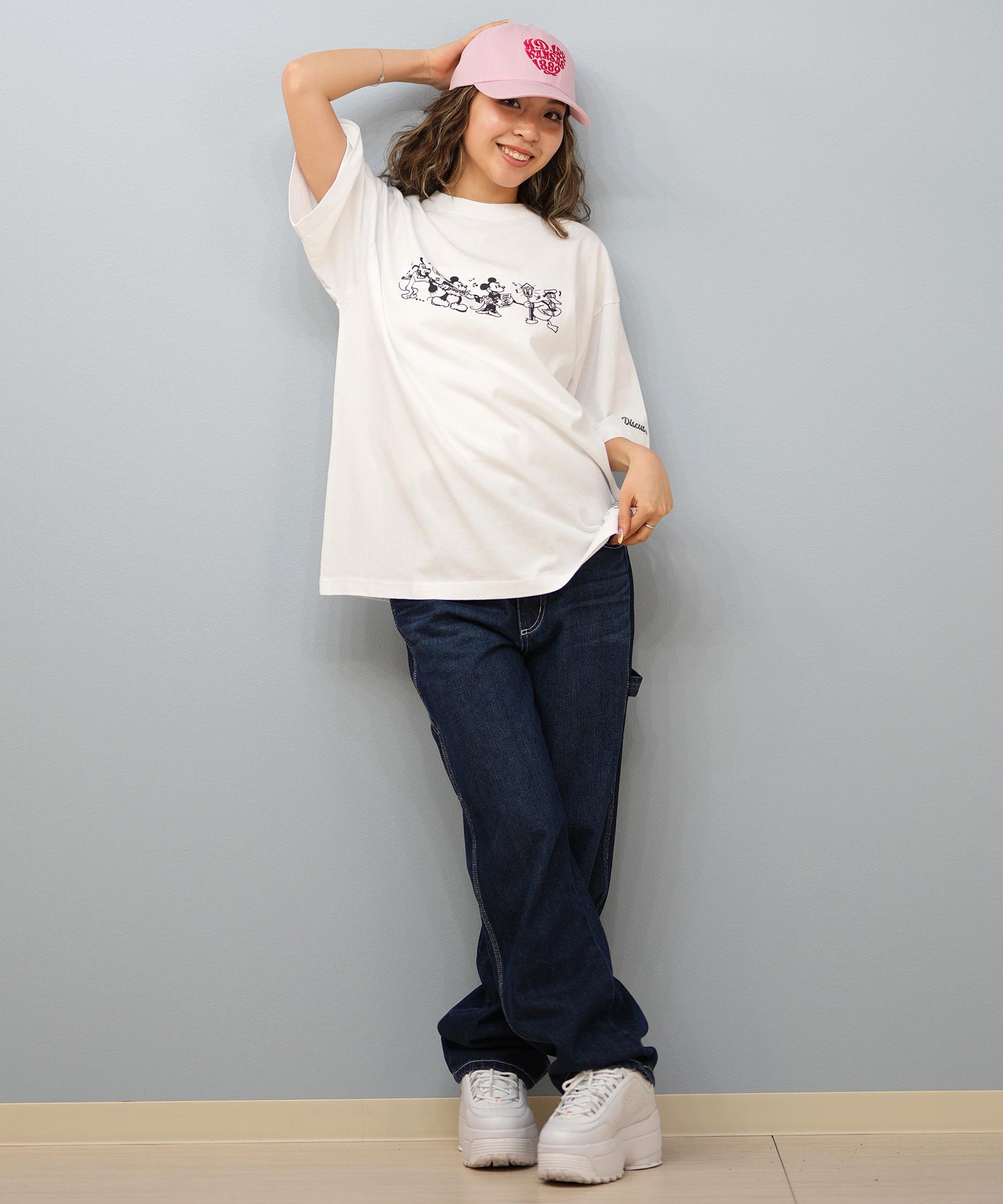 DISCUS ATHLETIC ディスカスアスレチック × Disney ディズニー コラボ 半袖 Tシャツ レディース ミッキーマウス 5287-5975(09OF-M)