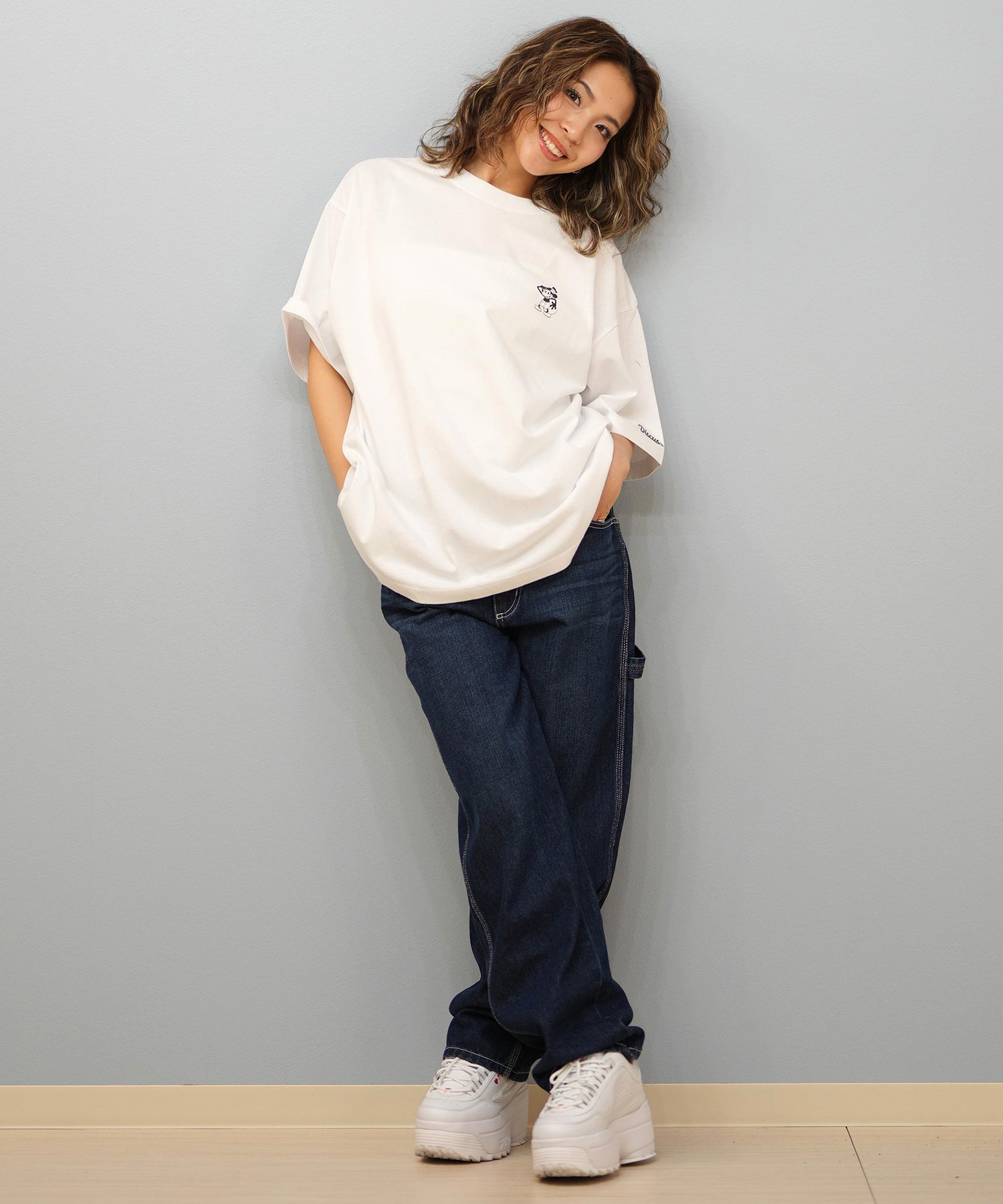 DISCUS ATHLETIC ディスカスアスレチック × Disney ディズニー コラボ 半袖 Tシャツ レディース ミッキーマウス 5287-5975(09OF-M)