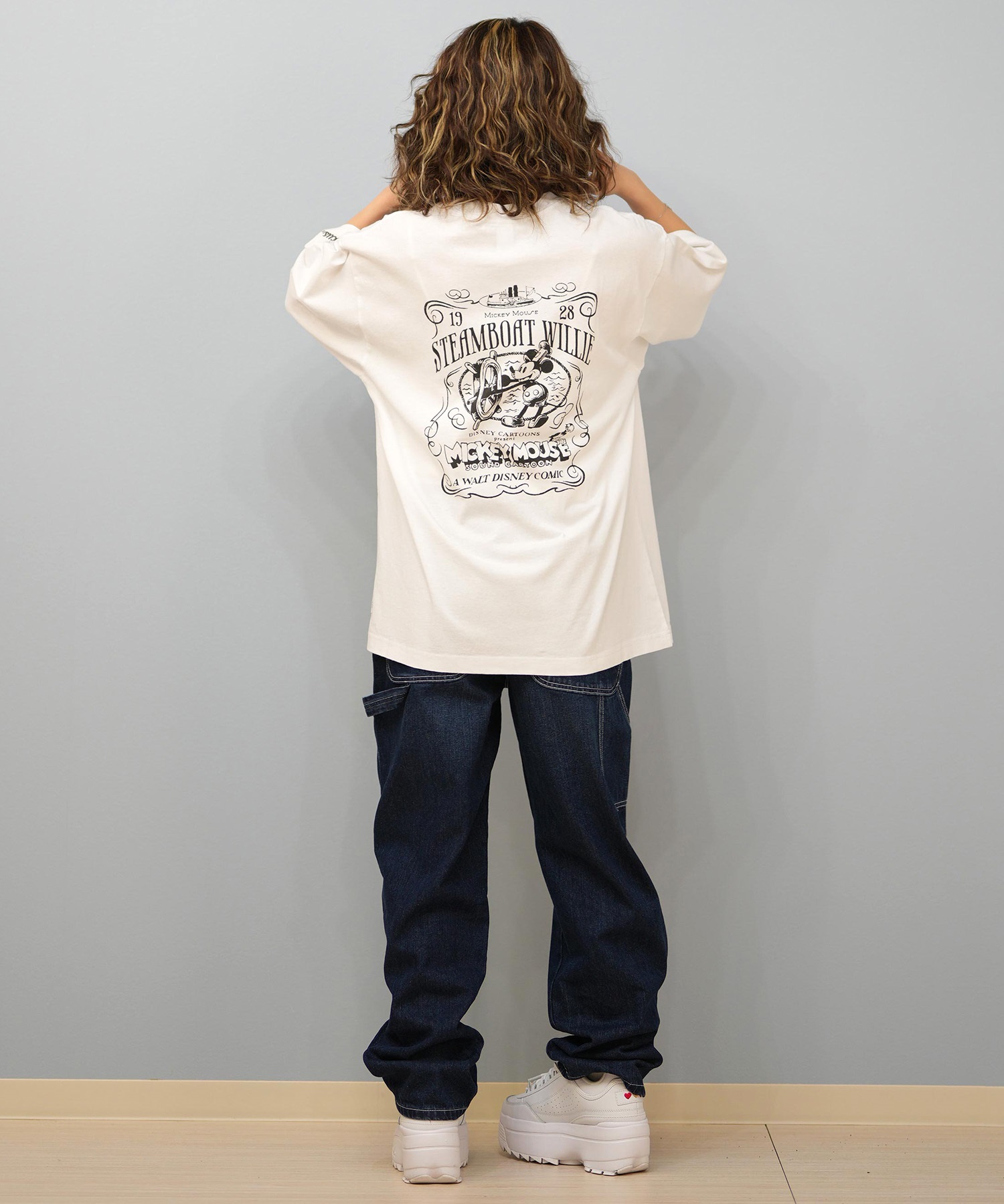 DISCUS ATHLETIC ディスカスアスレチック × Disney ディズニー コラボ 半袖 Tシャツ レディース ミッキーマウス 5287-5975(09OF-M)