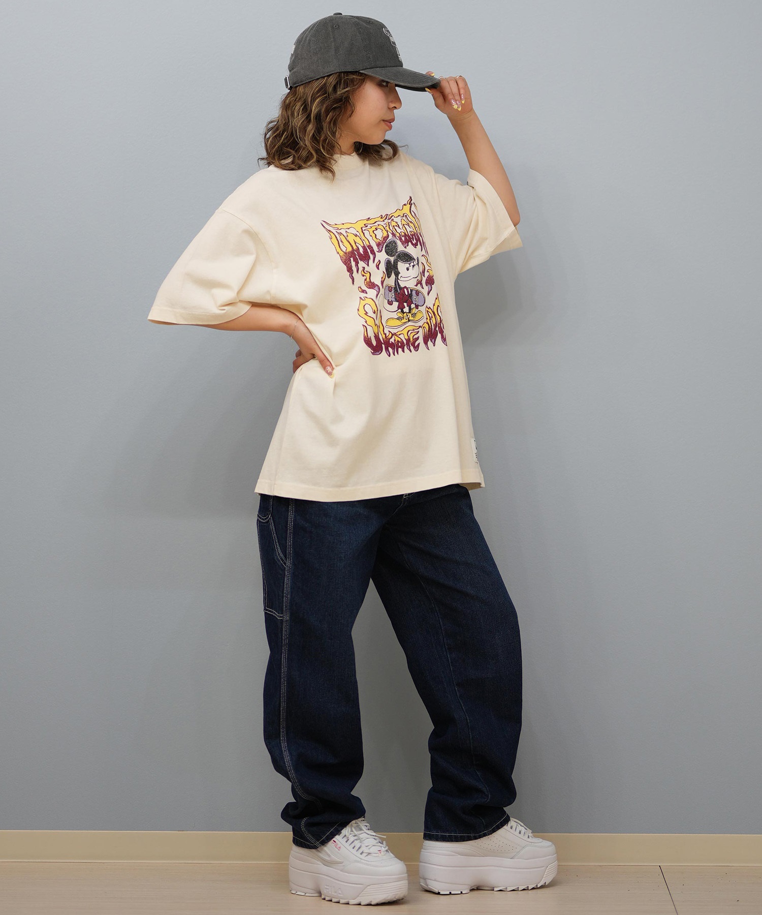 DISCUS ATHLETIC ディスカスアスレチック × Disney ディズニー コラボ 半袖 Tシャツ レディース ミッキーマウス 5287-5975(09OF-M)