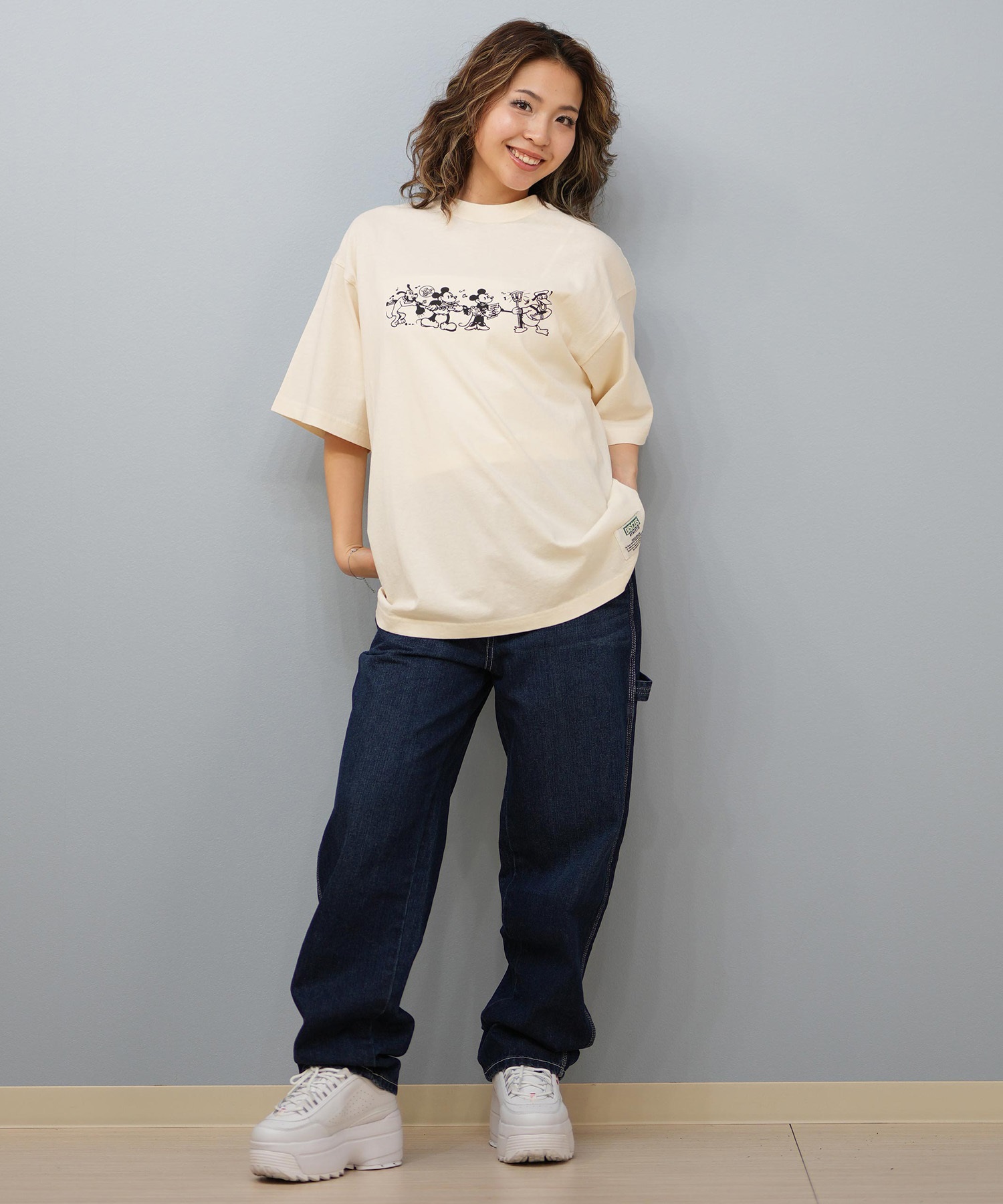 DISCUS ATHLETIC ディスカスアスレチック × Disney ディズニー コラボ 半袖 Tシャツ レディース ミッキーマウス 5287-5975(09OF-M)