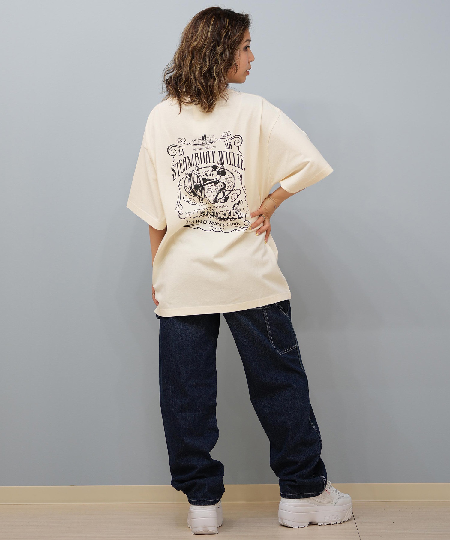 DISCUS ATHLETIC ディスカスアスレチック × Disney ディズニー コラボ 半袖 Tシャツ レディース ミッキーマウス 5287-5975(09OF-M)