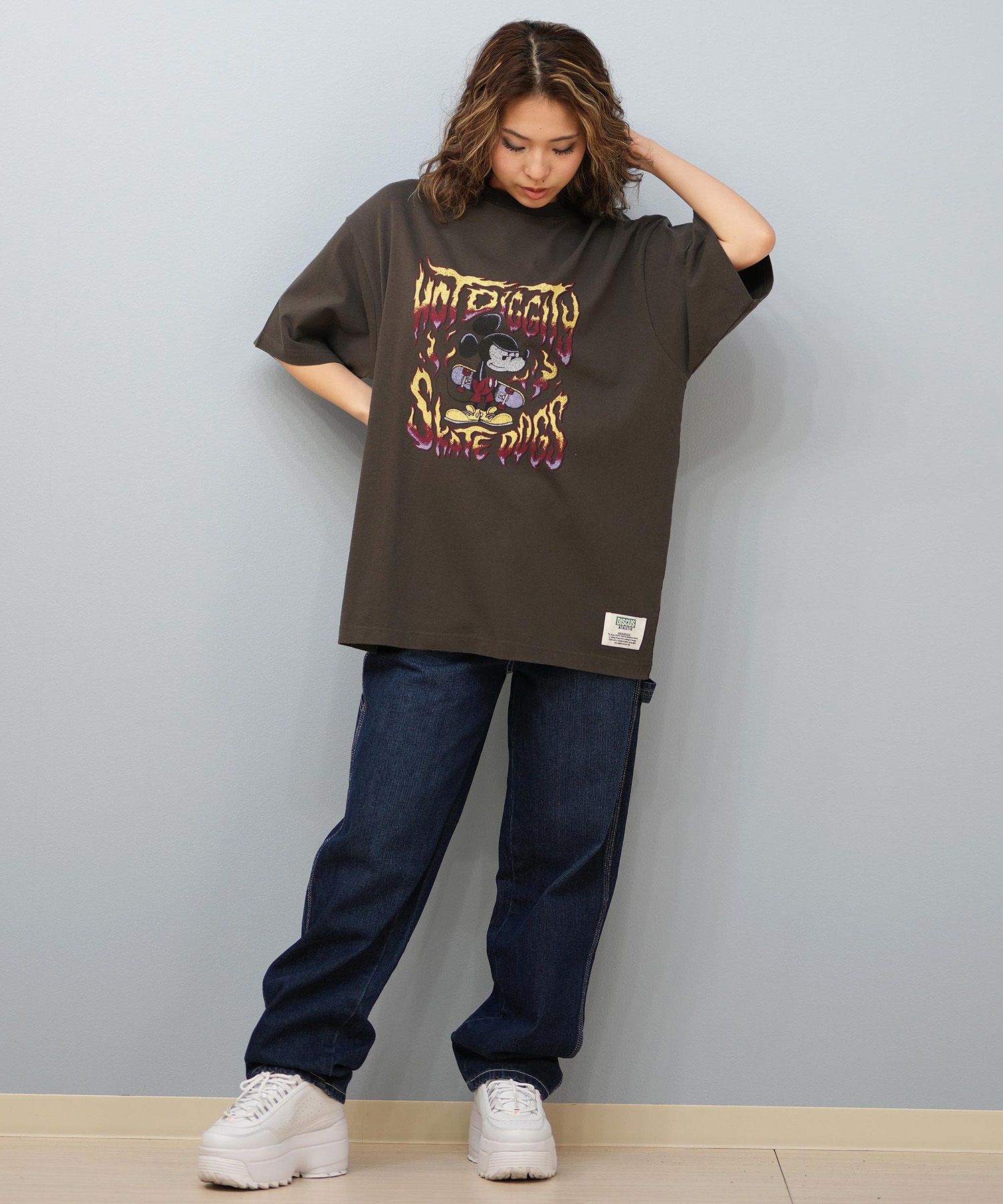 DISCUS ATHLETIC ディスカスアスレチック × Disney ディズニー コラボ 半袖 Tシャツ レディース ミッキーマウス 5287-5975(09OF-M)