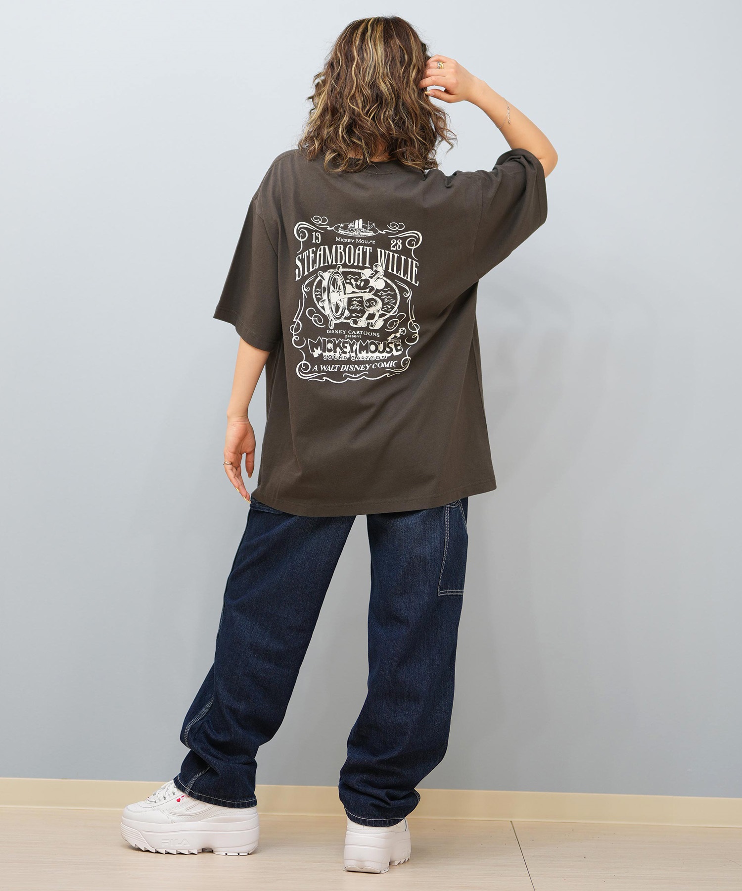 DISCUS ATHLETIC ディスカスアスレチック × Disney ディズニー コラボ 半袖 Tシャツ レディース ミッキーマウス 5287-5975(09OF-M)