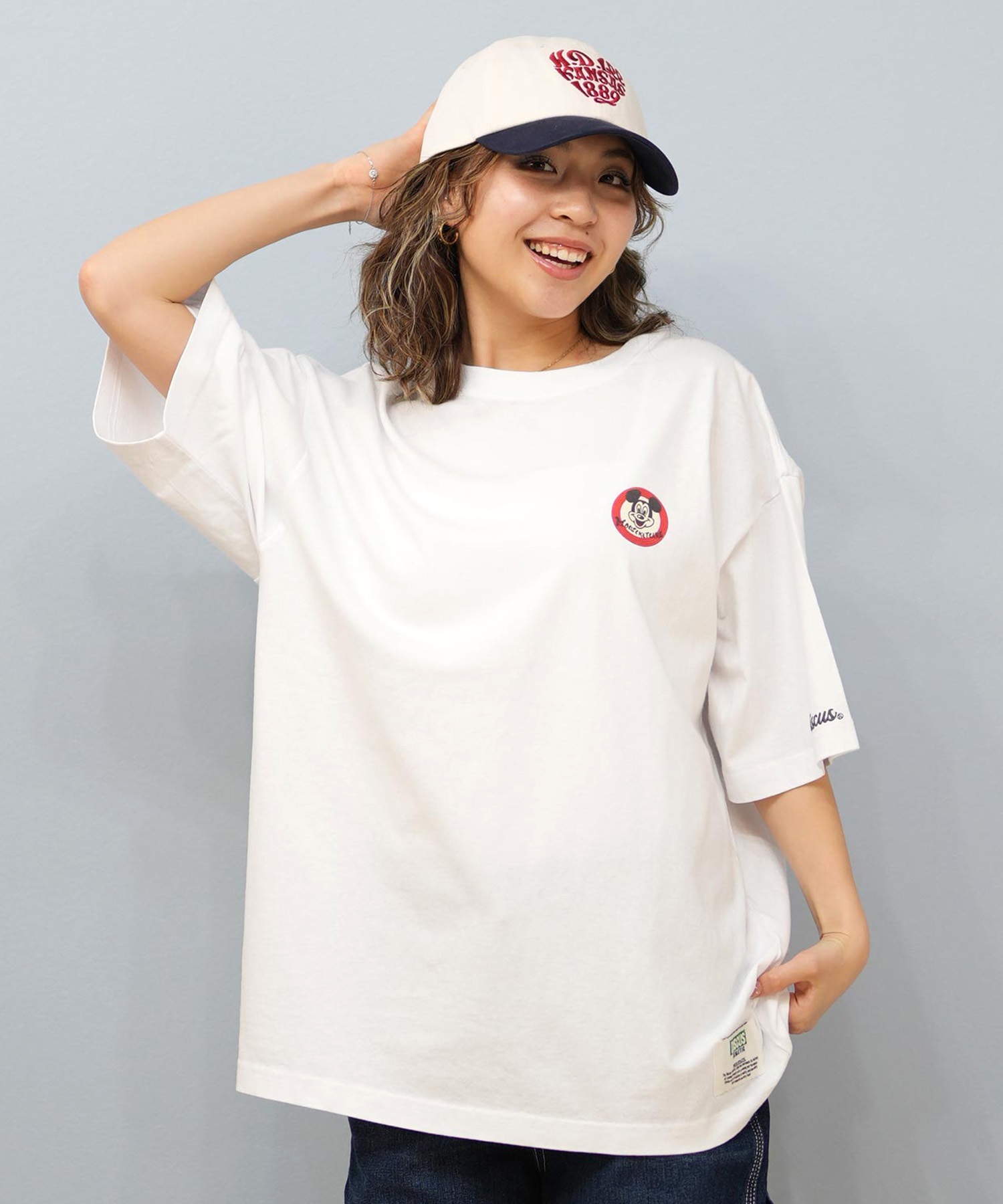 DISCUS ATHLETIC ディスカスアスレチック × Disney ディズニー コラボ 半袖 Tシャツ レディース ミッキーマウス 5287-5976(09OF-M)
