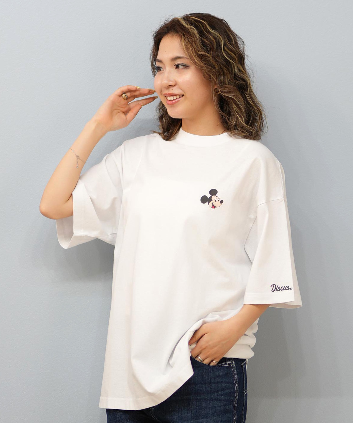 DISCUS ATHLETIC ディスカスアスレチック × Disney ディズニー コラボ 半袖 Tシャツ レディース ミッキーマウス 5287-5976(09OF-M)
