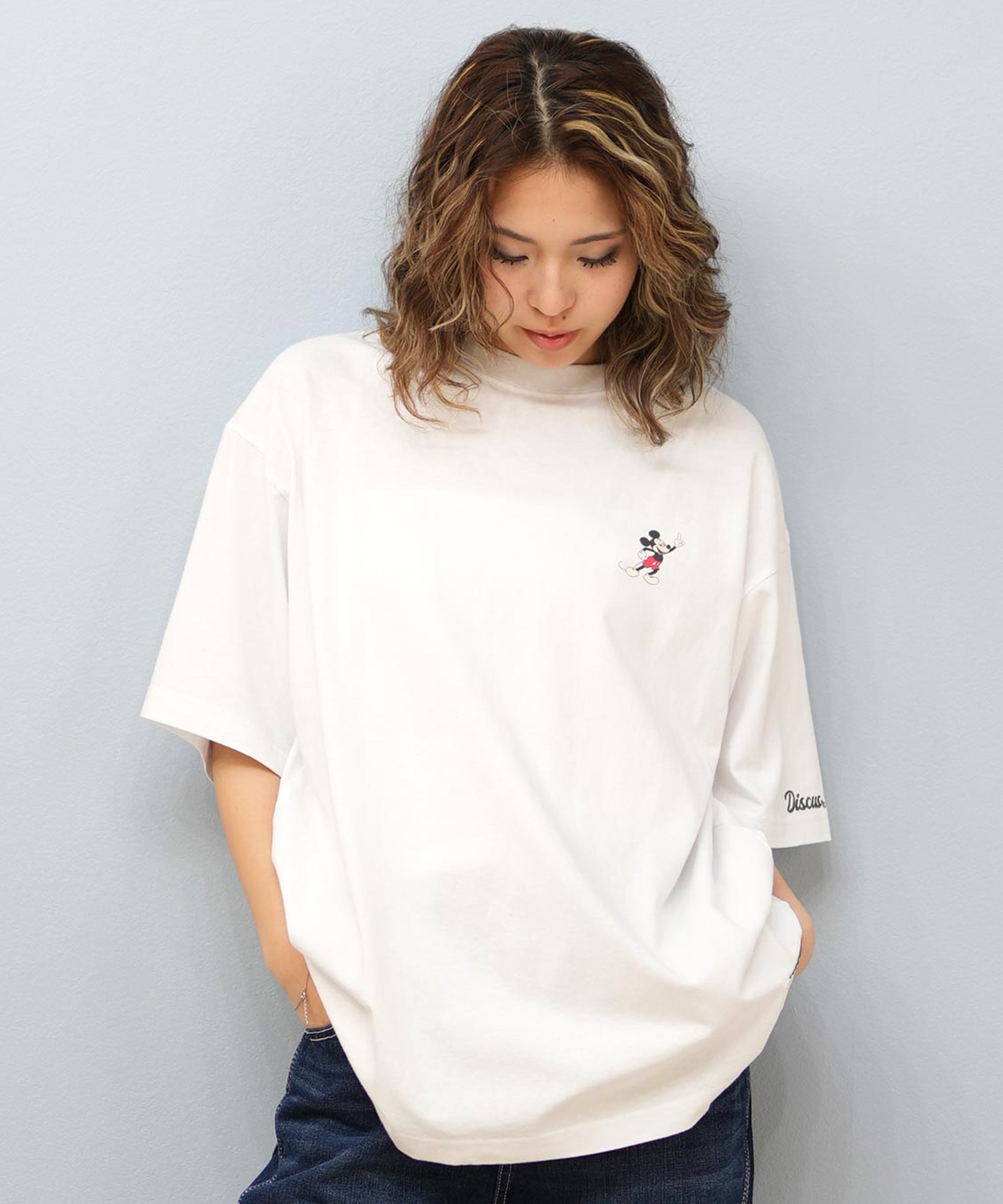 DISCUS ATHLETIC ディスカスアスレチック × Disney ディズニー コラボ 半袖 Tシャツ レディース ミッキーマウス 5287-5976(09OF-M)