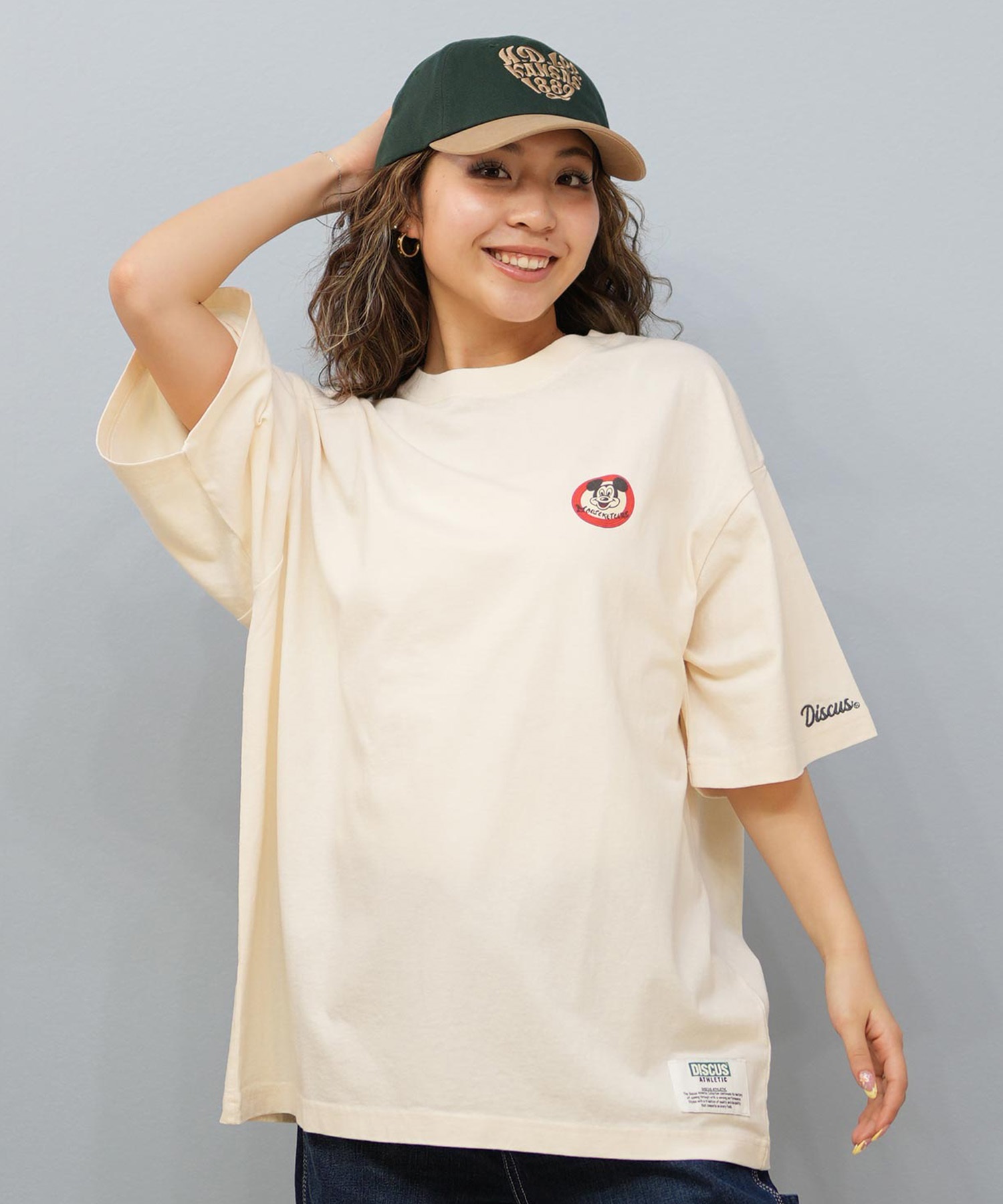 DISCUS ATHLETIC ディスカスアスレチック × Disney ディズニー コラボ 半袖 Tシャツ レディース ミッキーマウス 5287-5976(09OF-M)