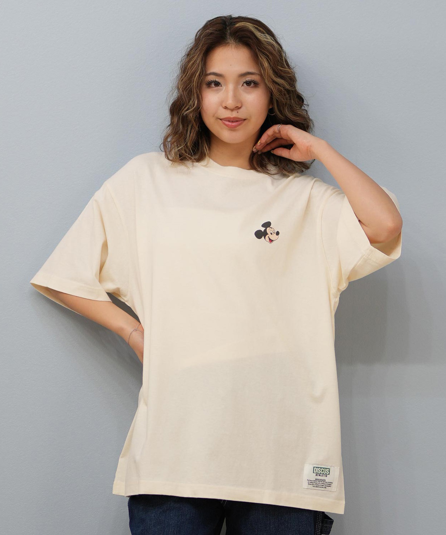 DISCUS ATHLETIC ディスカスアスレチック × Disney ディズニー コラボ 半袖 Tシャツ レディース ミッキーマウス 5287-5976(09OF-M)