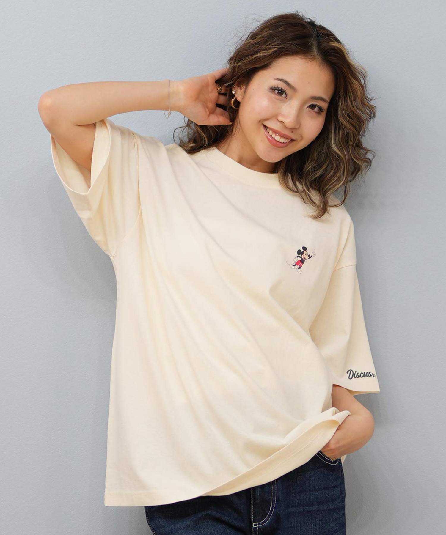 DISCUS ATHLETIC ディスカスアスレチック × Disney ディズニー コラボ 半袖 Tシャツ レディース ミッキーマウス 5287-5976(09OF-M)