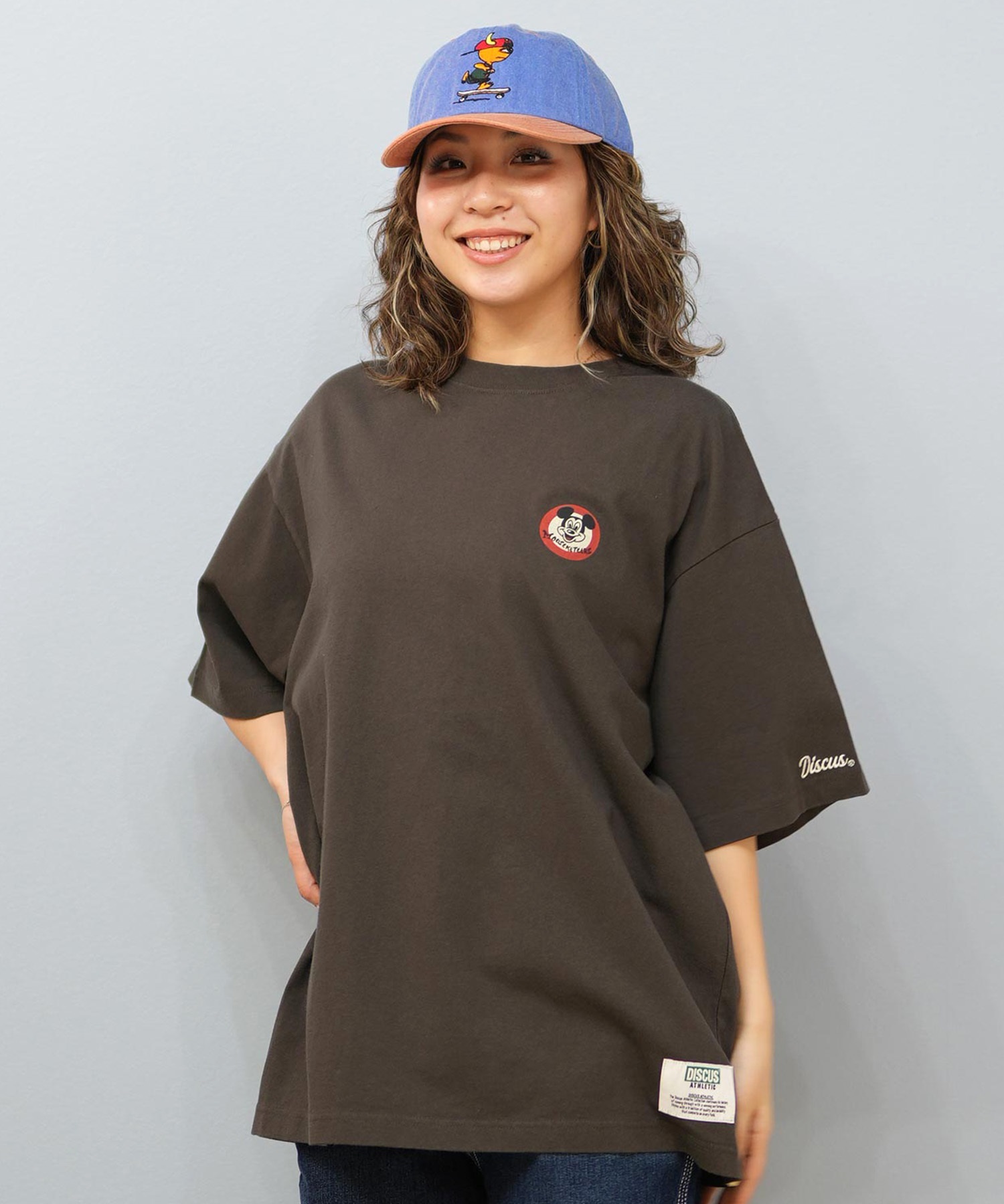 DISCUS ATHLETIC ディスカスアスレチック × Disney ディズニー コラボ 半袖 Tシャツ レディース ミッキーマウス 5287-5976(09OF-M)