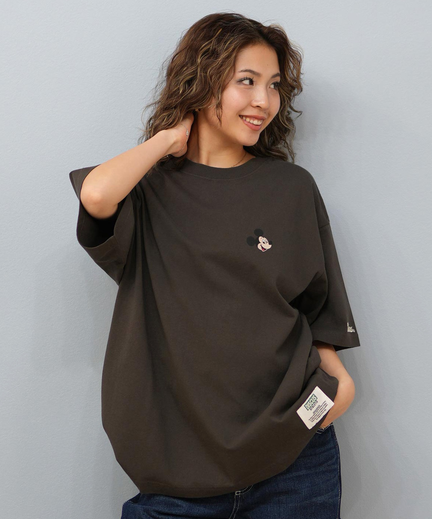 DISCUS ATHLETIC ディスカスアスレチック × Disney ディズニー コラボ 半袖 Tシャツ レディース ミッキーマウス 5287-5976(09OF-M)