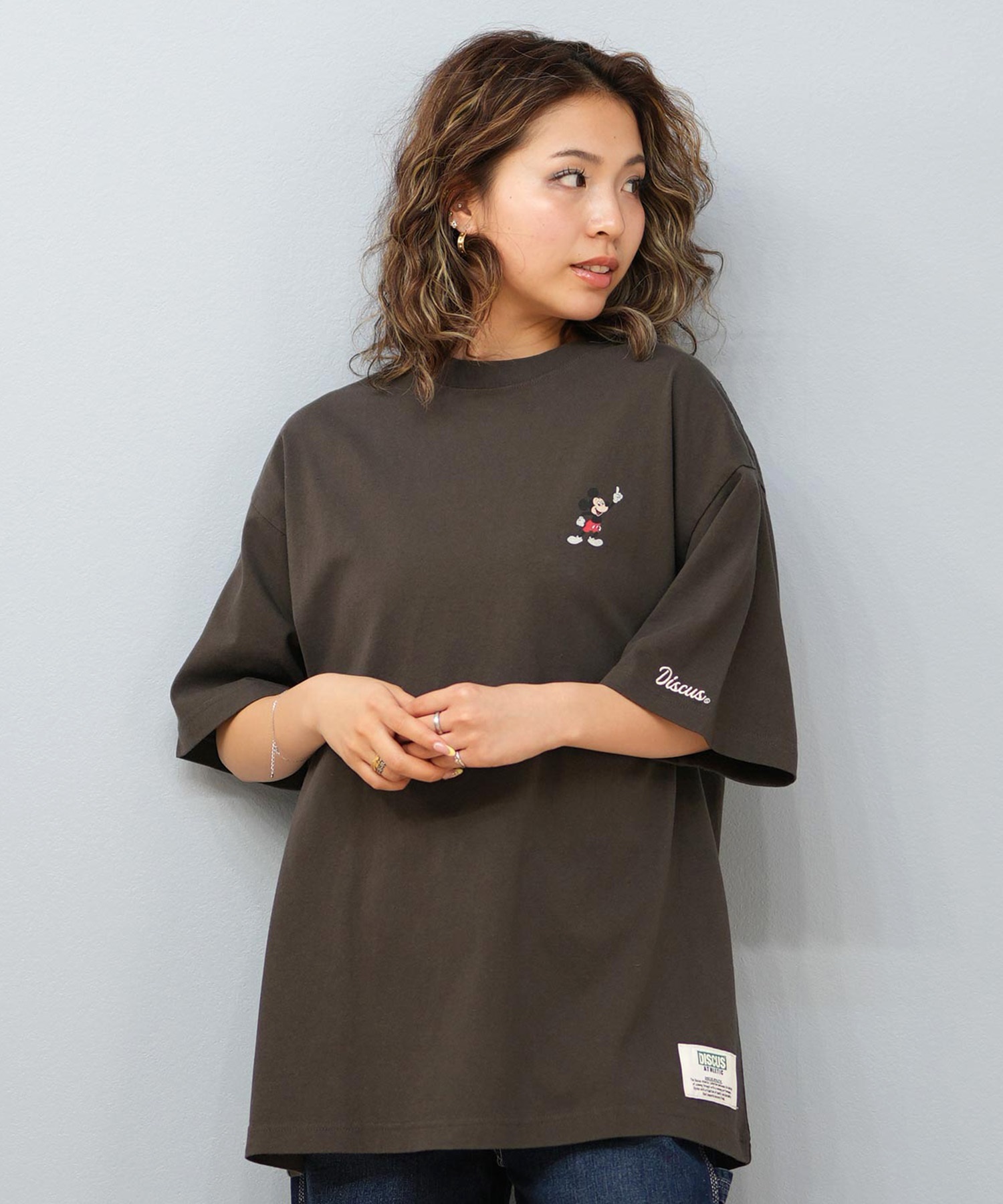DISCUS ATHLETIC ディスカスアスレチック × Disney ディズニー コラボ 半袖 Tシャツ レディース ミッキーマウス 5287-5976(09OF-M)