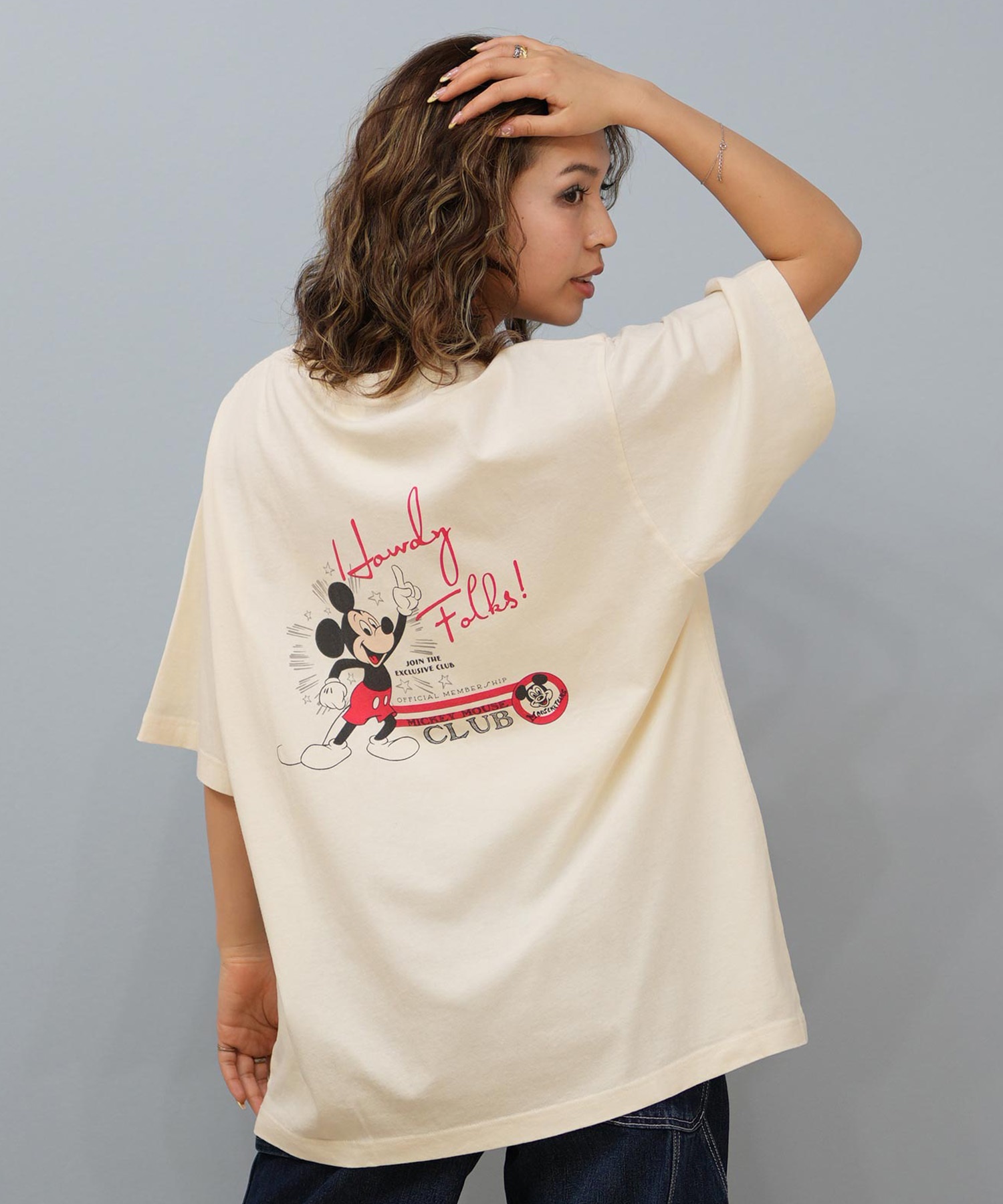 DISCUS ATHLETIC ディスカスアスレチック × Disney ディズニー コラボ 半袖 Tシャツ レディース ミッキーマウス 5287-5976(09OF-M)
