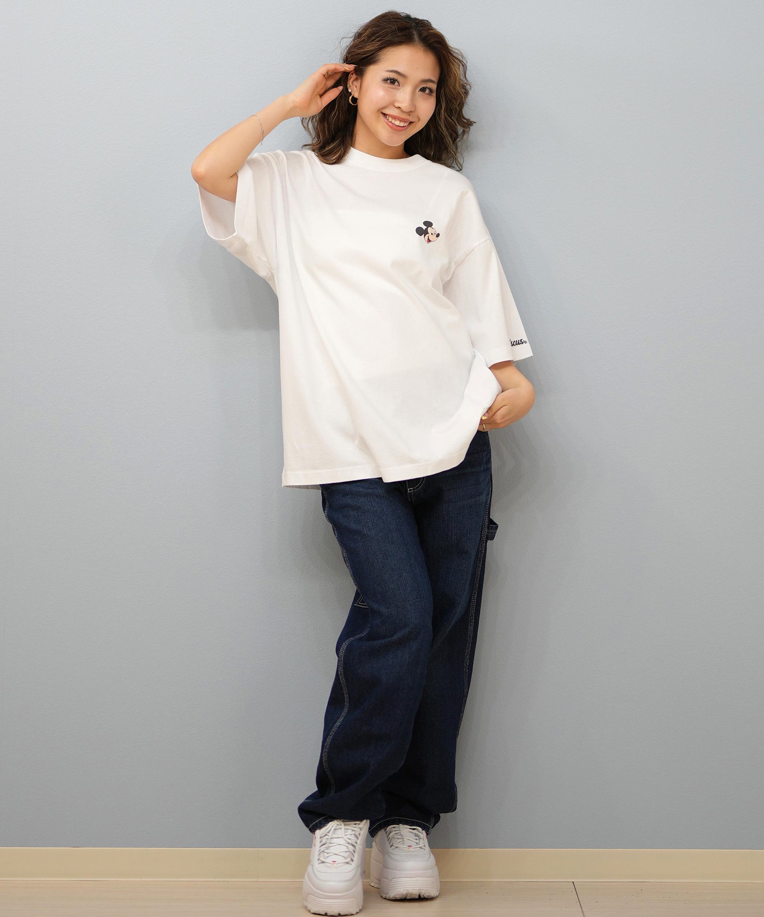 DISCUS ATHLETIC ディスカスアスレチック × Disney ディズニー コラボ 半袖 Tシャツ レディース ミッキーマウス 5287-5976(09OF-M)