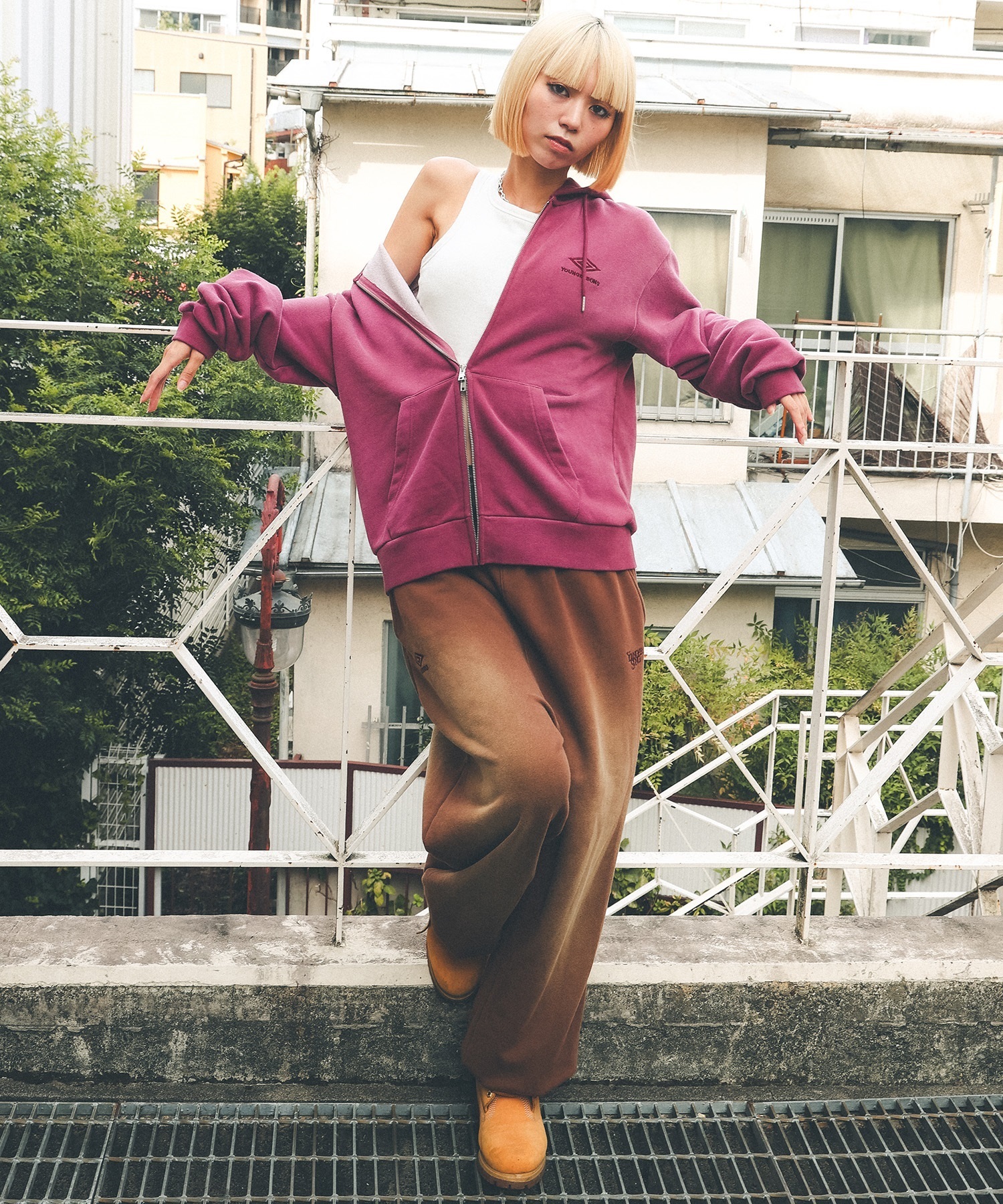 UMBRO アンブロ × Younger Song ヤンガーソング コラボ スウェットパンツ ロングパンツ MD27-LPT05 ムラサキスポーツ限定(BLACK-M)