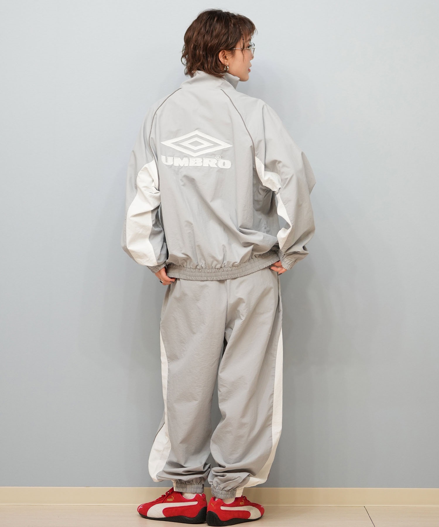 UMBRO アンブロ トラックパンツ レディース オーバーサイズ セットアップ対応 WMD18MSPT01 ムラサキスポーツ限定(BK/GY-S)