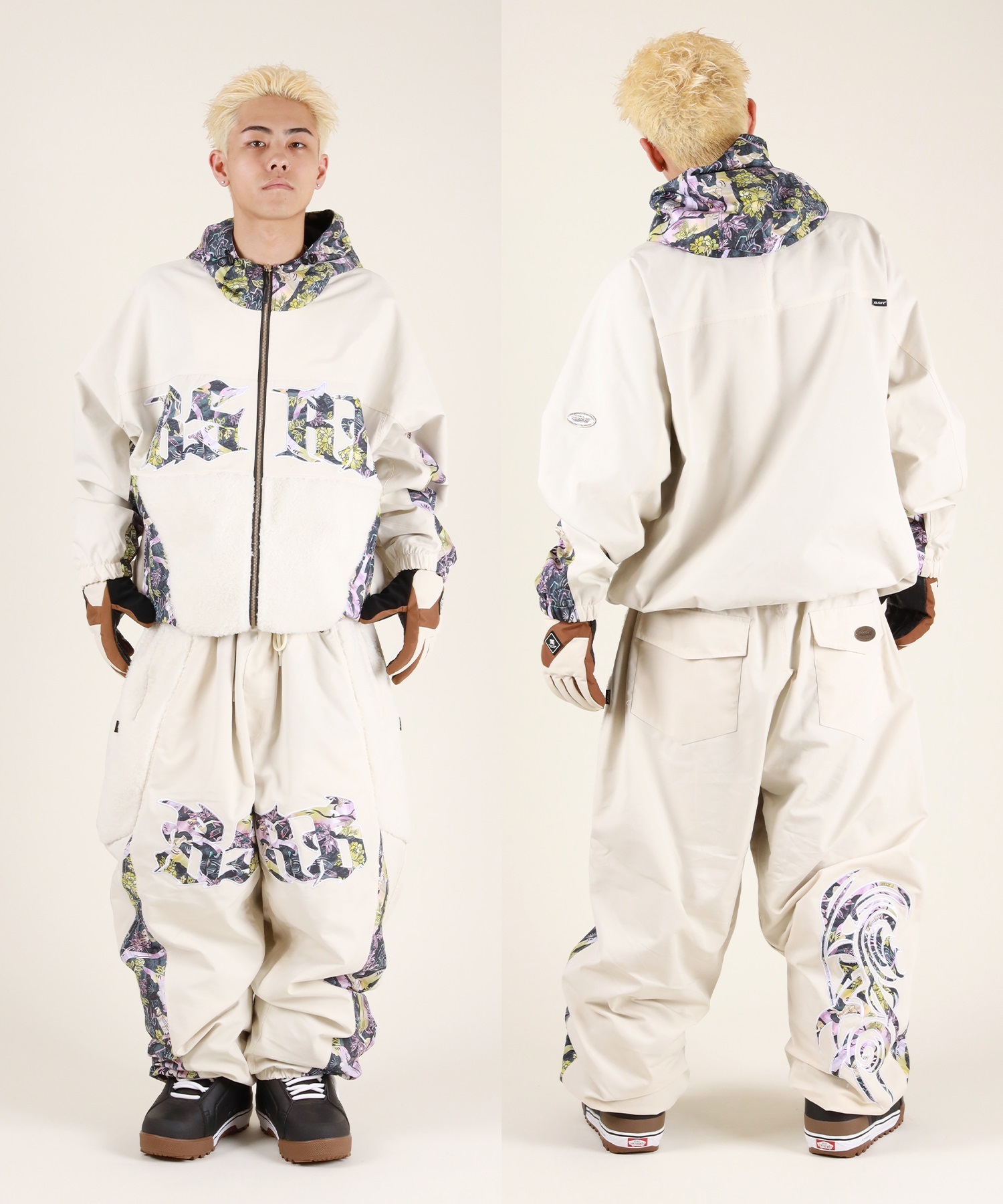 ビエスラビット ホワイト スノーボードウェア M BSRABBIT ビーエスラビット スノーボード ウェア ジャケット ユニ
