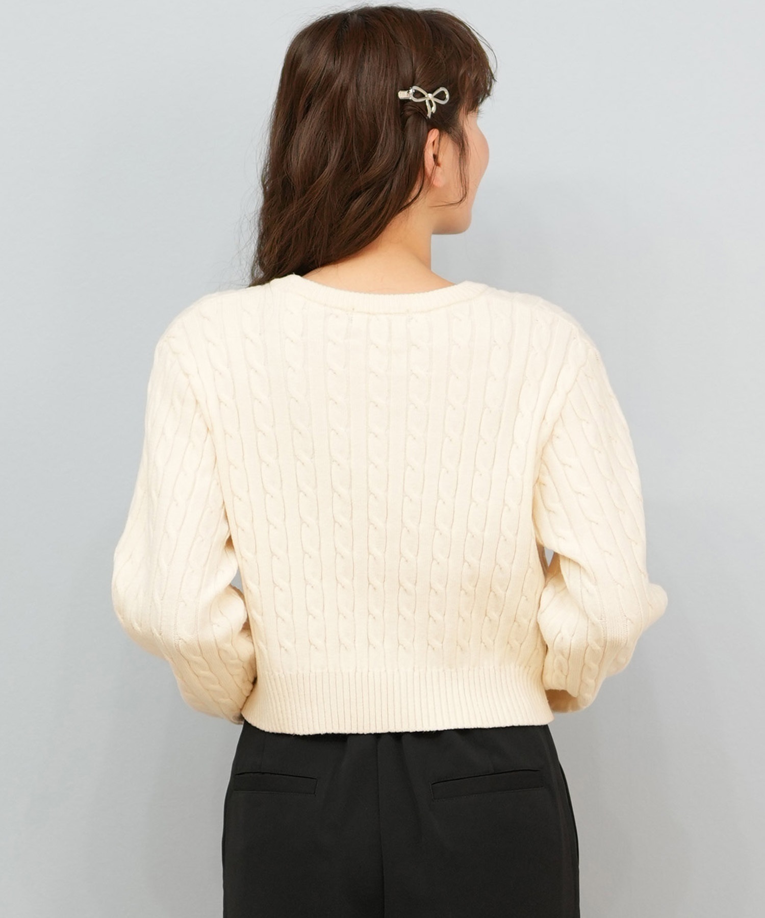 BEVERY HILLS P.C ビバリーヒルズポロクラブ ニット セーター レディース クロップド丈 ショート丈 ケーブル編み 5487-6752(01RD-M)