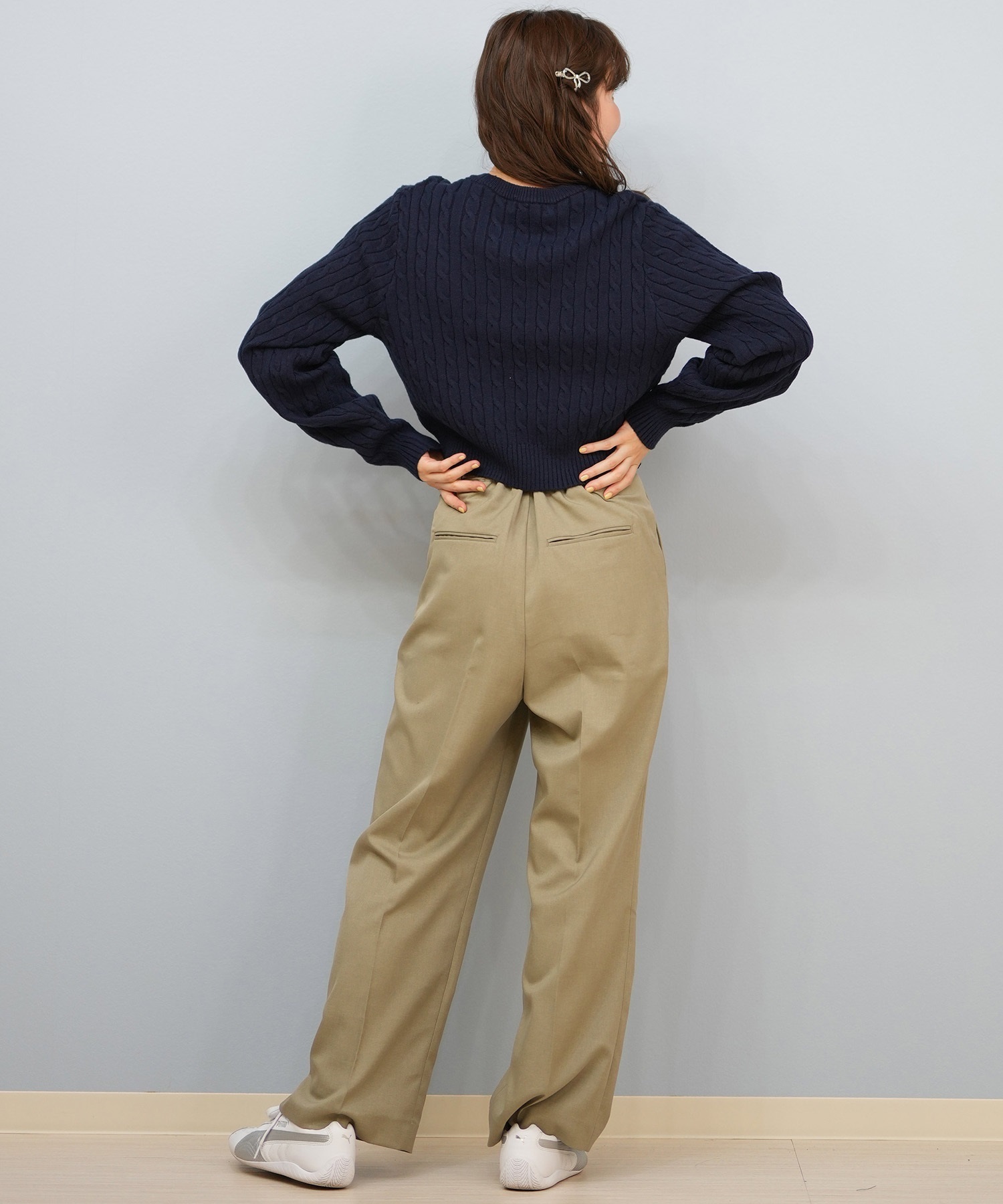 BEVERY HILLS P.C ビバリーヒルズポロクラブ ニット セーター レディース クロップド丈 ショート丈 ケーブル編み 5487-6752(01RD-M)