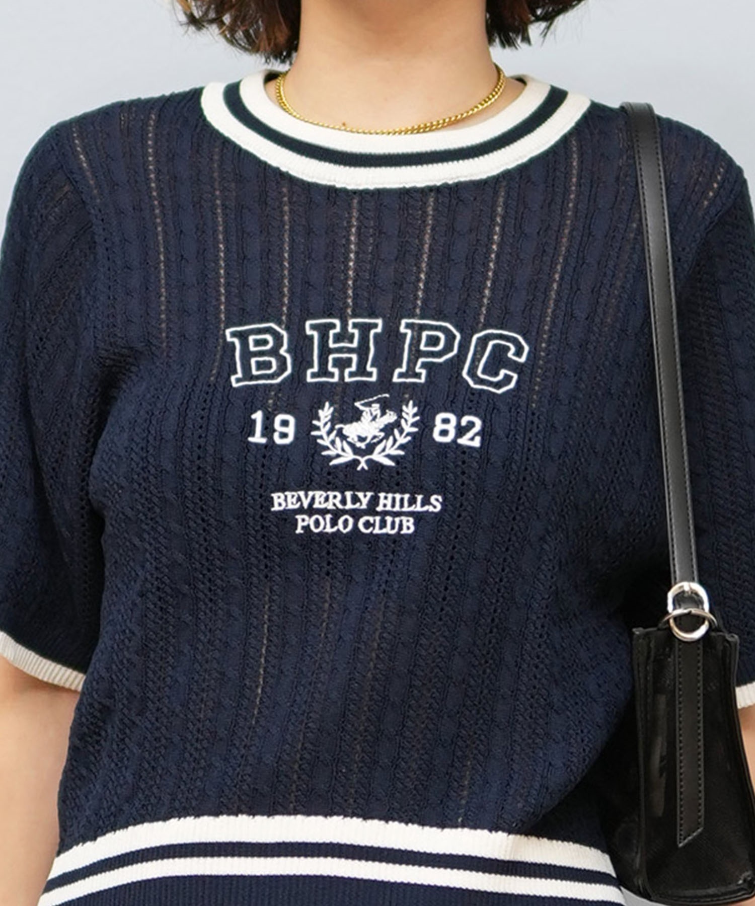 BEVERY HILLS P.C ビバリーヒルズポロクラブ 半袖 Tシャツ レディース ケーブルニットTシャツ 5287-5750(09OF-M)