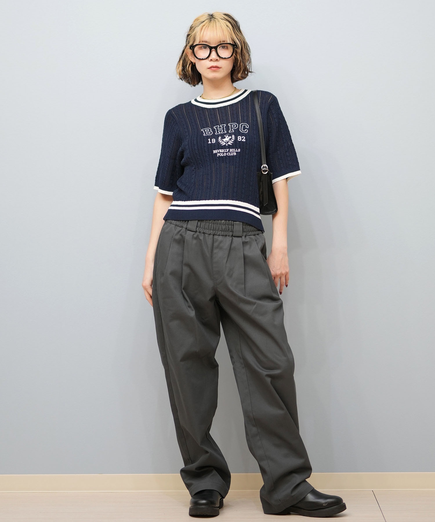 BEVERY HILLS P.C ビバリーヒルズポロクラブ 半袖 Tシャツ レディース ケーブルニットTシャツ 5287-5750(09OF-M)