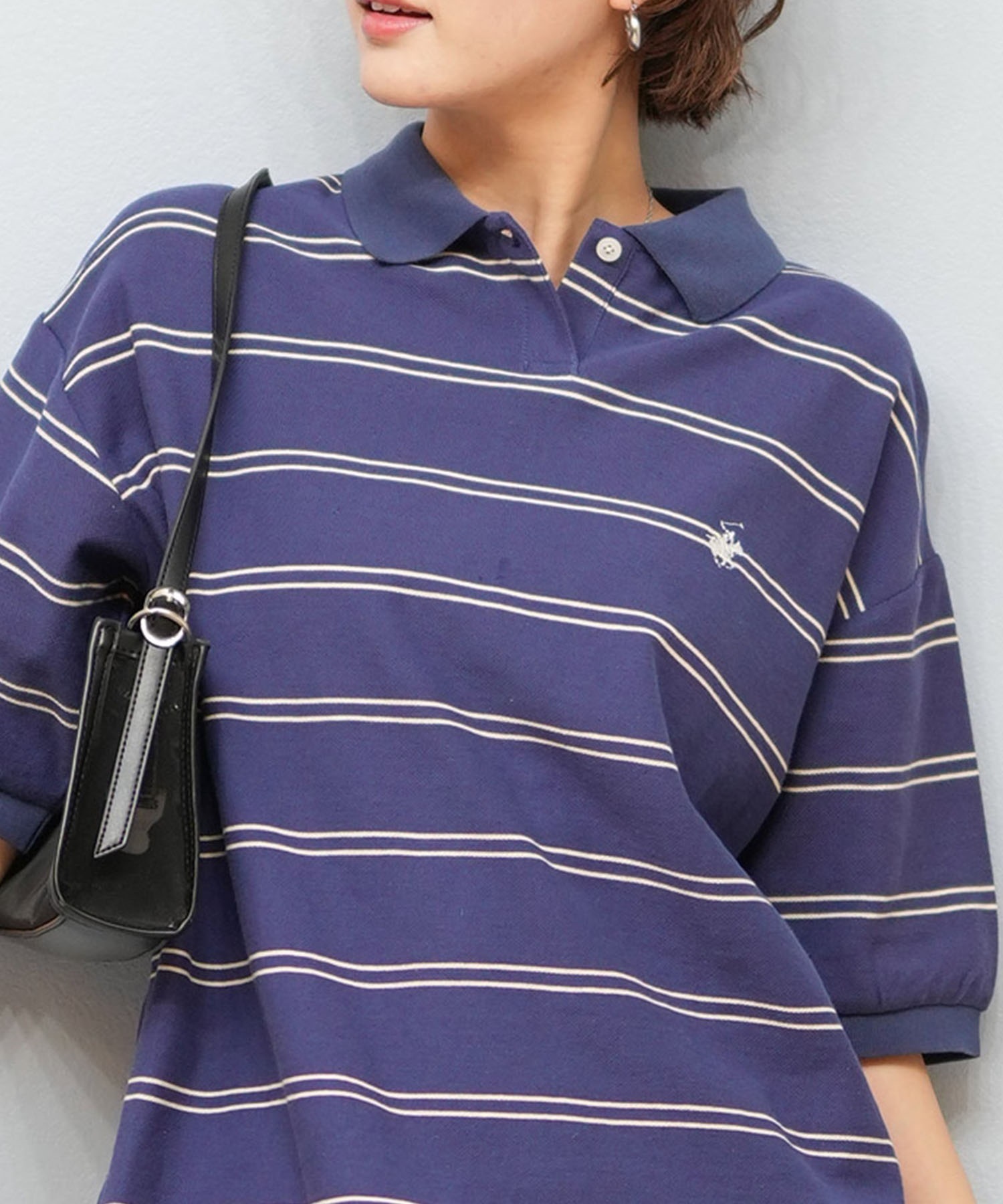 BEVERY HILLS P.C ビバリーヒルズポロクラブ 半袖 ポロシャツ レディース ワンポイント ボーダー 5287-5752(09OF-M)