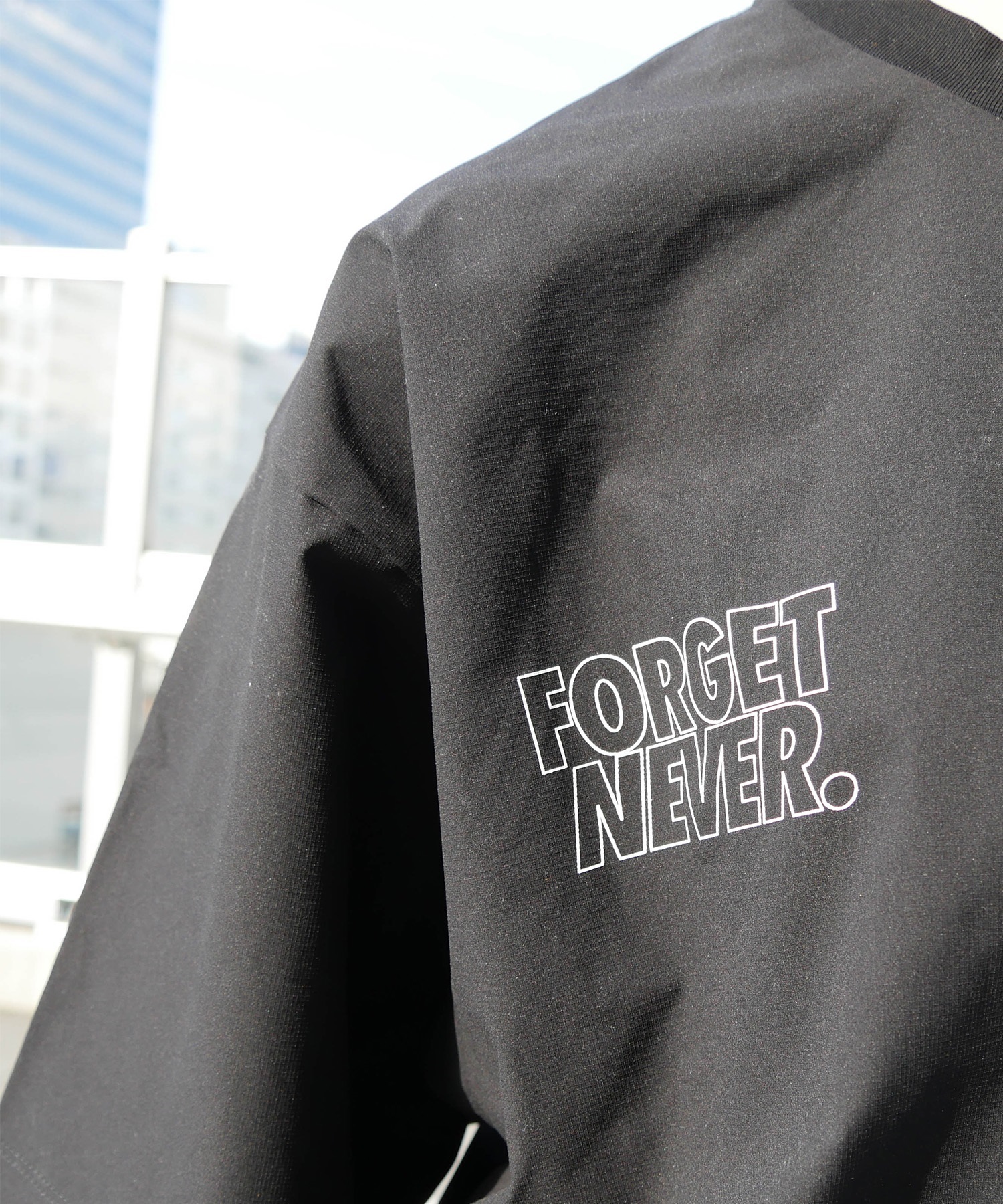 FORGET NEVER フォーゲットネバー 半袖 Tシャツ メンズ バックプリント オーバーサイズ 252OO1ST633FN ムラサキスポーツ限定(BLK-M)