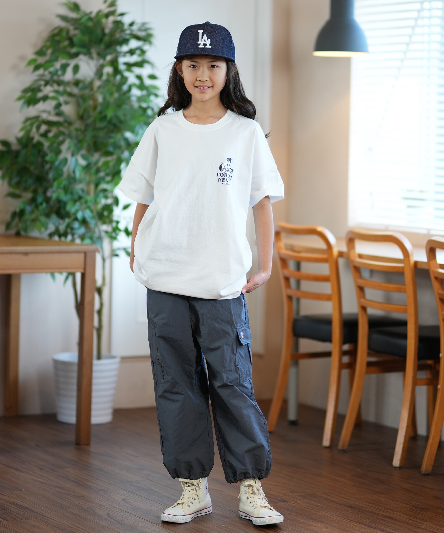★2025SS★新作 【RONRON】 プチキャット リンガーTシャツ FORGET NEVER フォーゲットネバー 半袖 Tシャツ キッズ