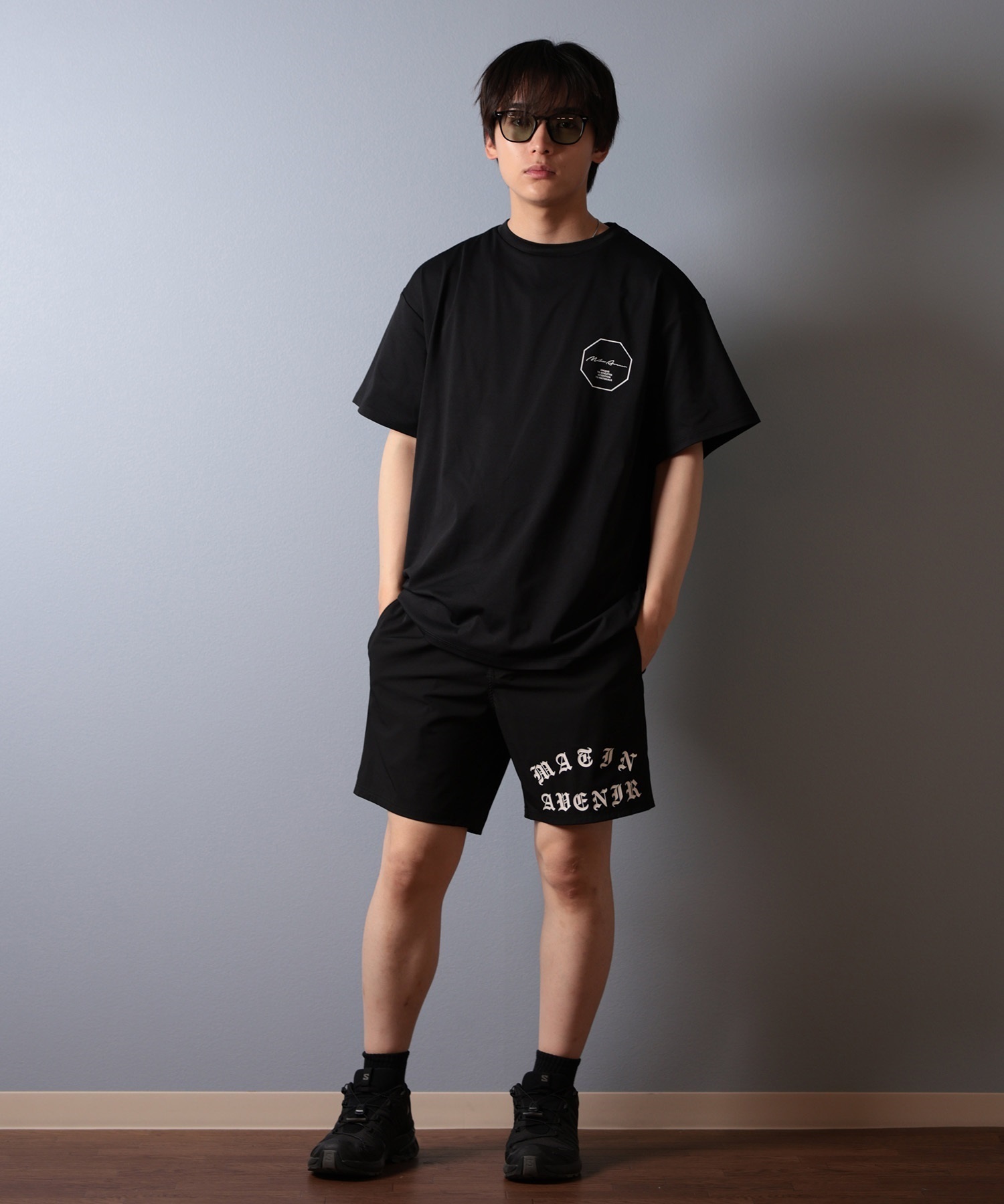 MATIN AVENIR マタンアヴニール 水着 ラッシュガード 半袖 Tシャツ メンズ 水陸両用 MA250007 ムラサキスポーツ限定(BK-M)